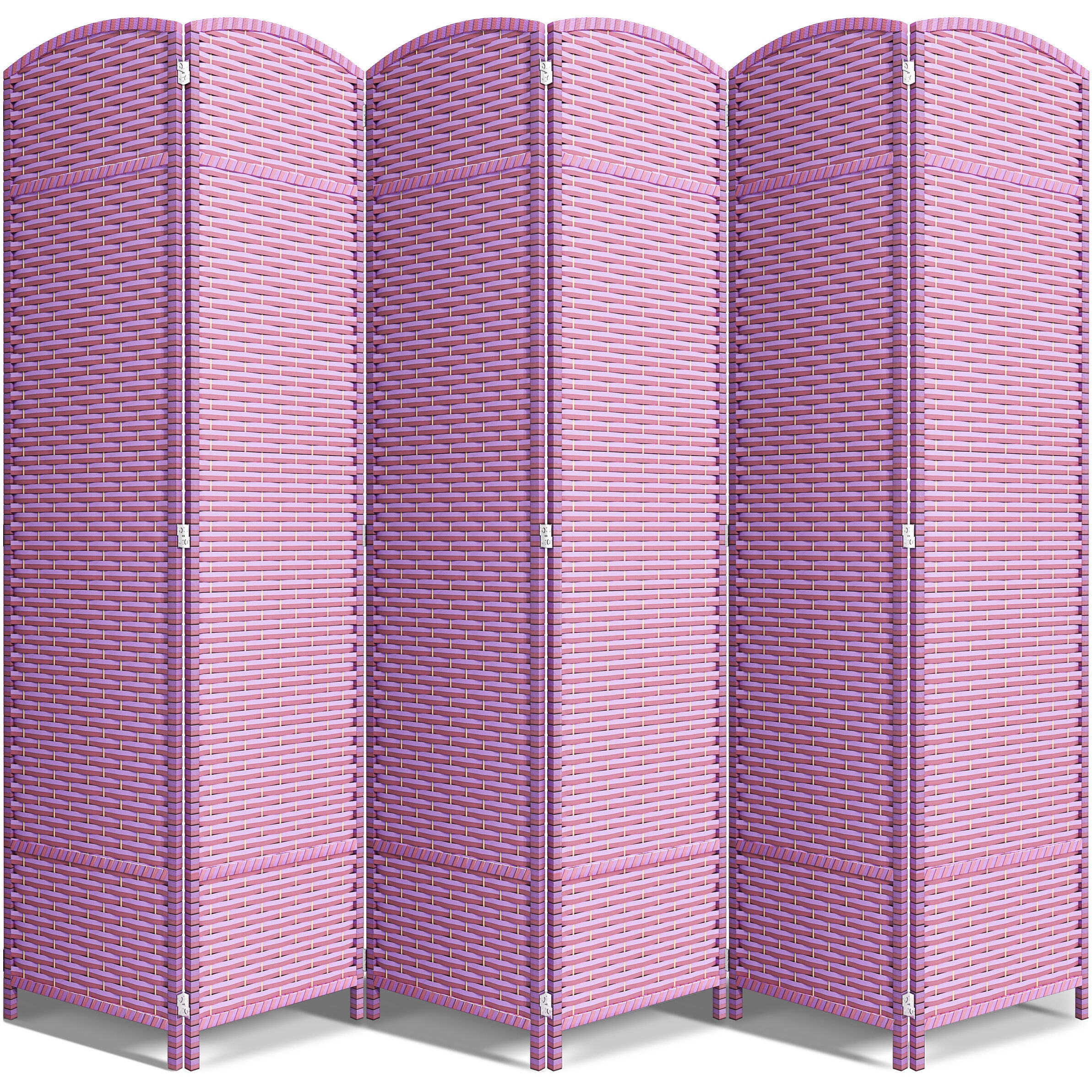 SORBUS - Extra Wide Double Hinged 6 Panels Partition Room Dividers Mesh Hand Woven Design Foldin...