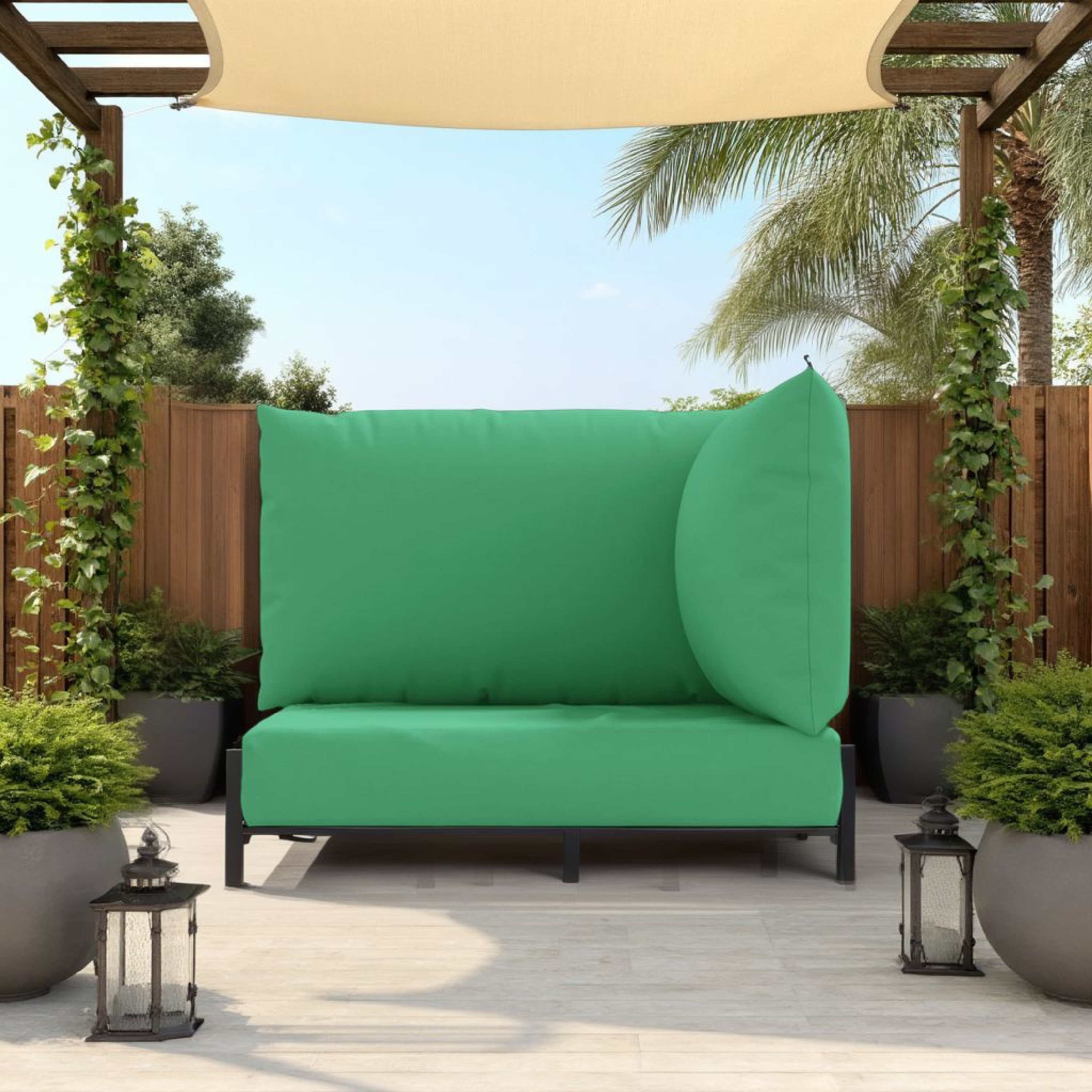 Benzara - 236 x 24 3-Piece Oxford Fabric Water Resistant Outdoor Sofa Cushions in Green