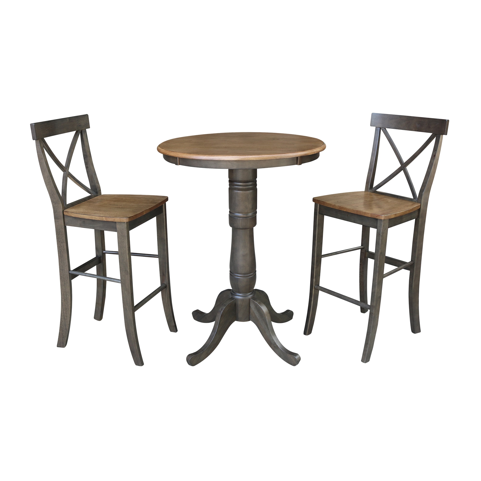 International Concepts K45-30RT-6B-S6133-2 Hickory/Washed Coal Casual Dining Room Set with Round Table (Seats 2)