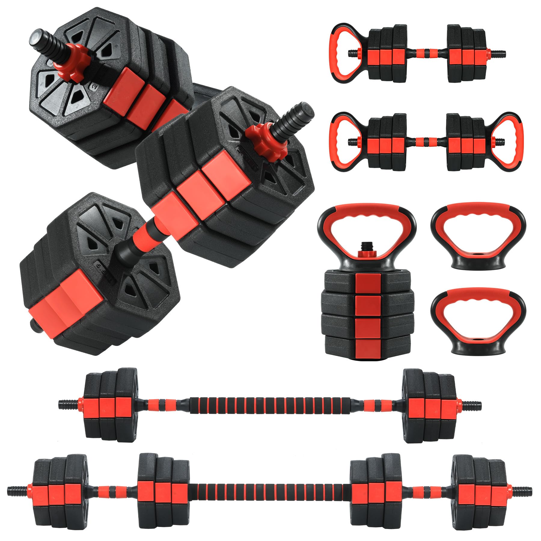 IdealHouse Adjustable Dumbbells 88Lbs Free Weight Set with Connector 4 In1 Weight Dumbbell Set Used As Kettlebells Barbell Push Up Stand Fitness Exercise for Home Gym Suitable Men Women