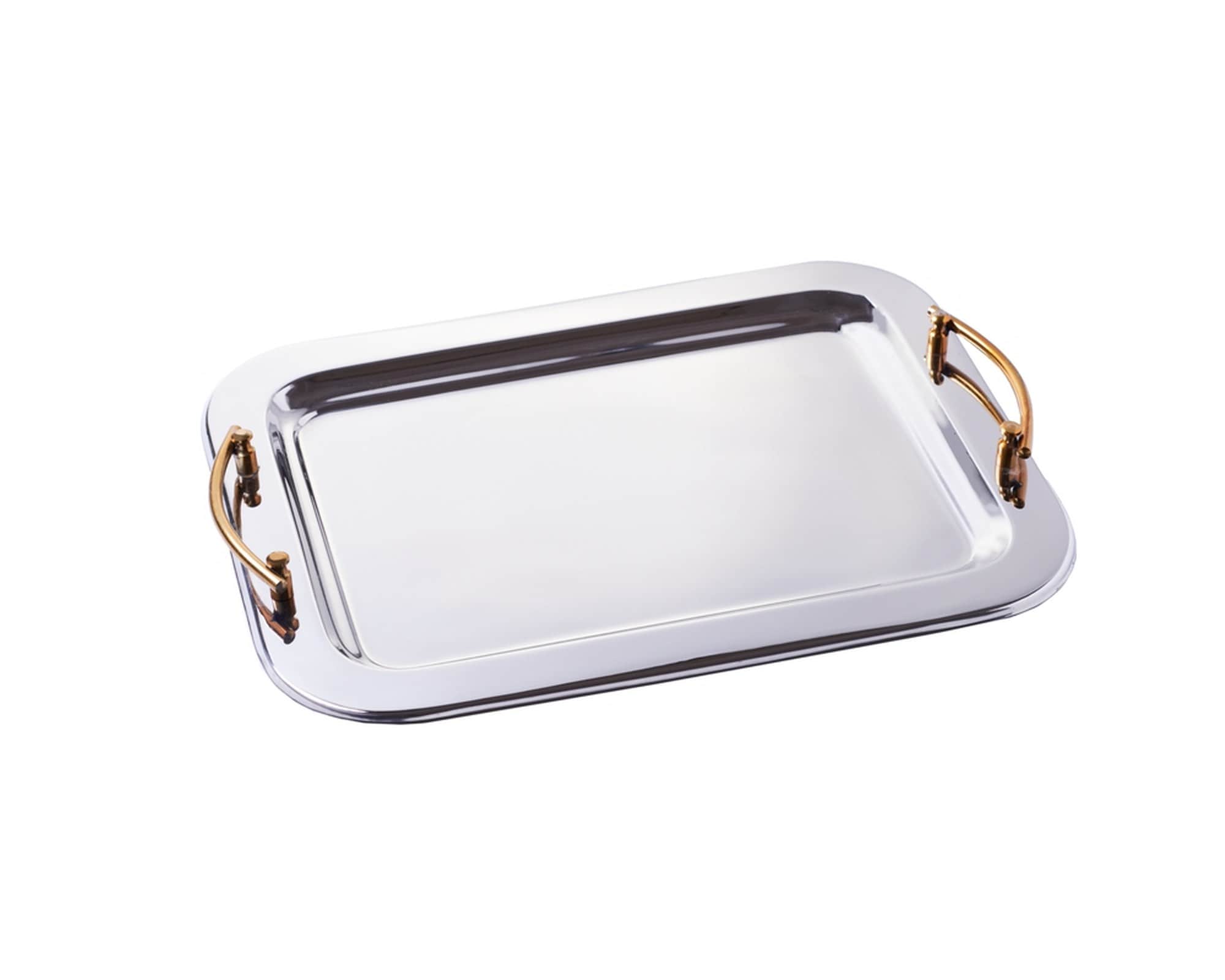 Sol Living 16.5-in x 13-in Mirror Brass Rectangle Serving Tray in