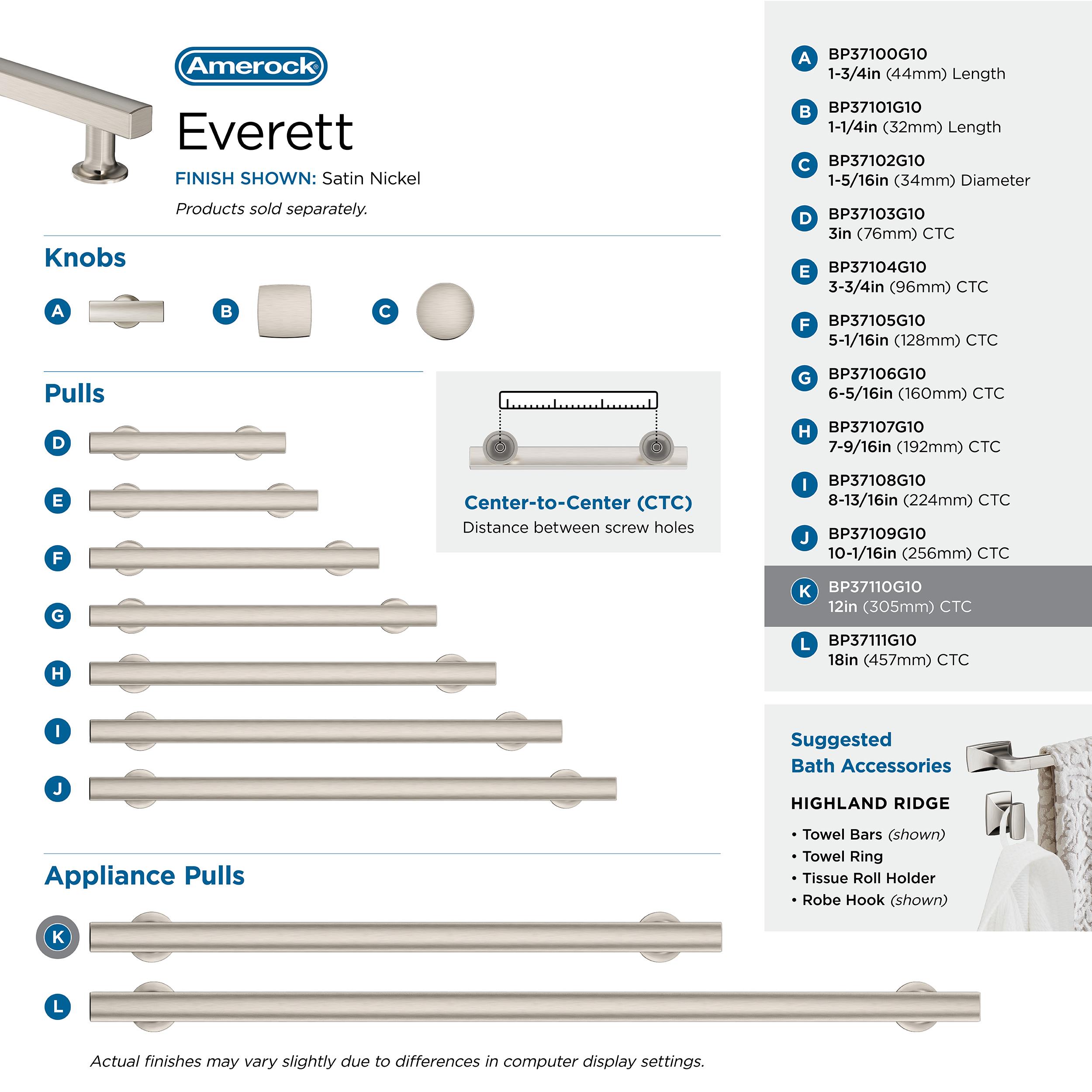 Satin Nickel 12-Inch Modern Appliance Pull with Mounting Hardware