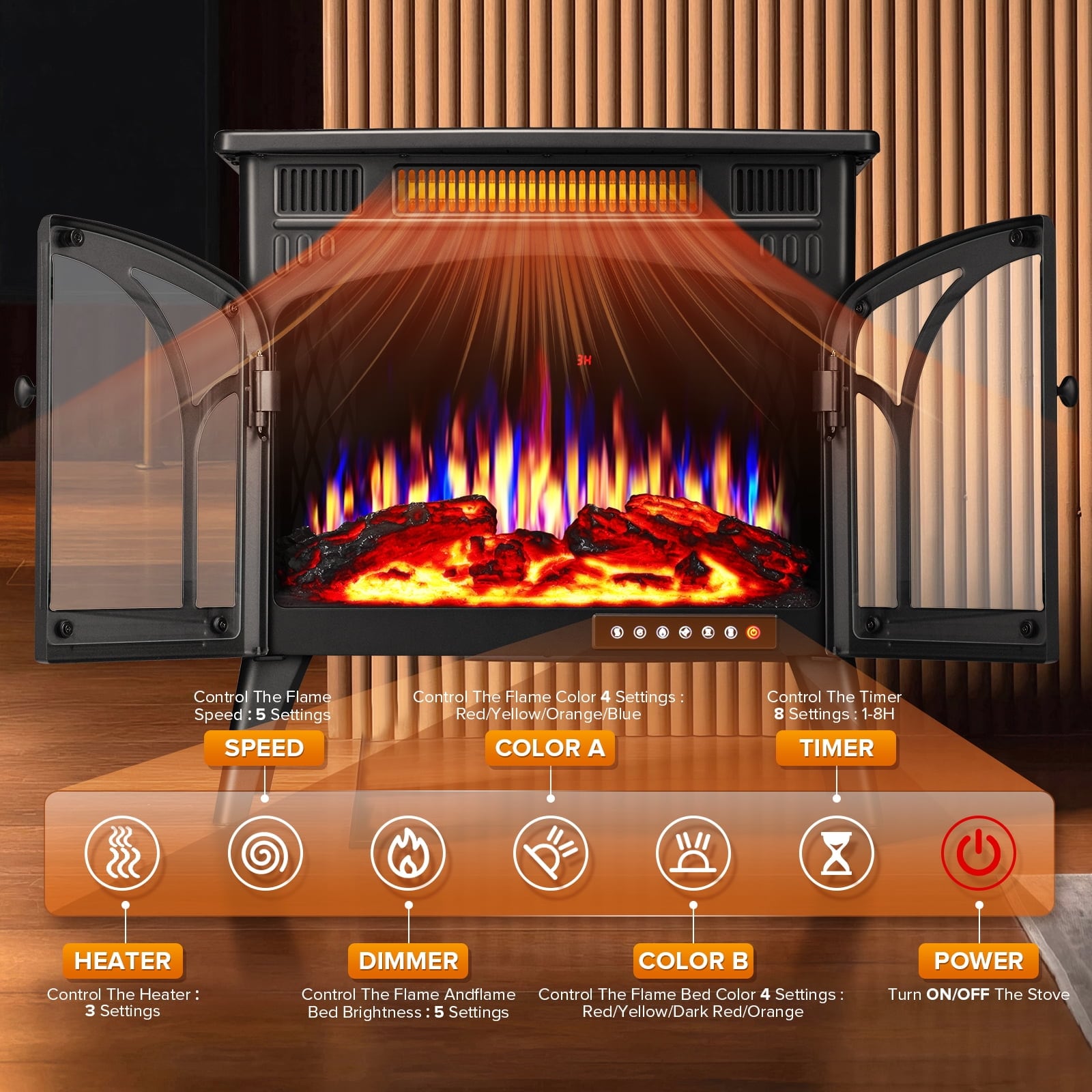 Antarctic Star S230BP-BLACK Electric-Fireplaces - View #2