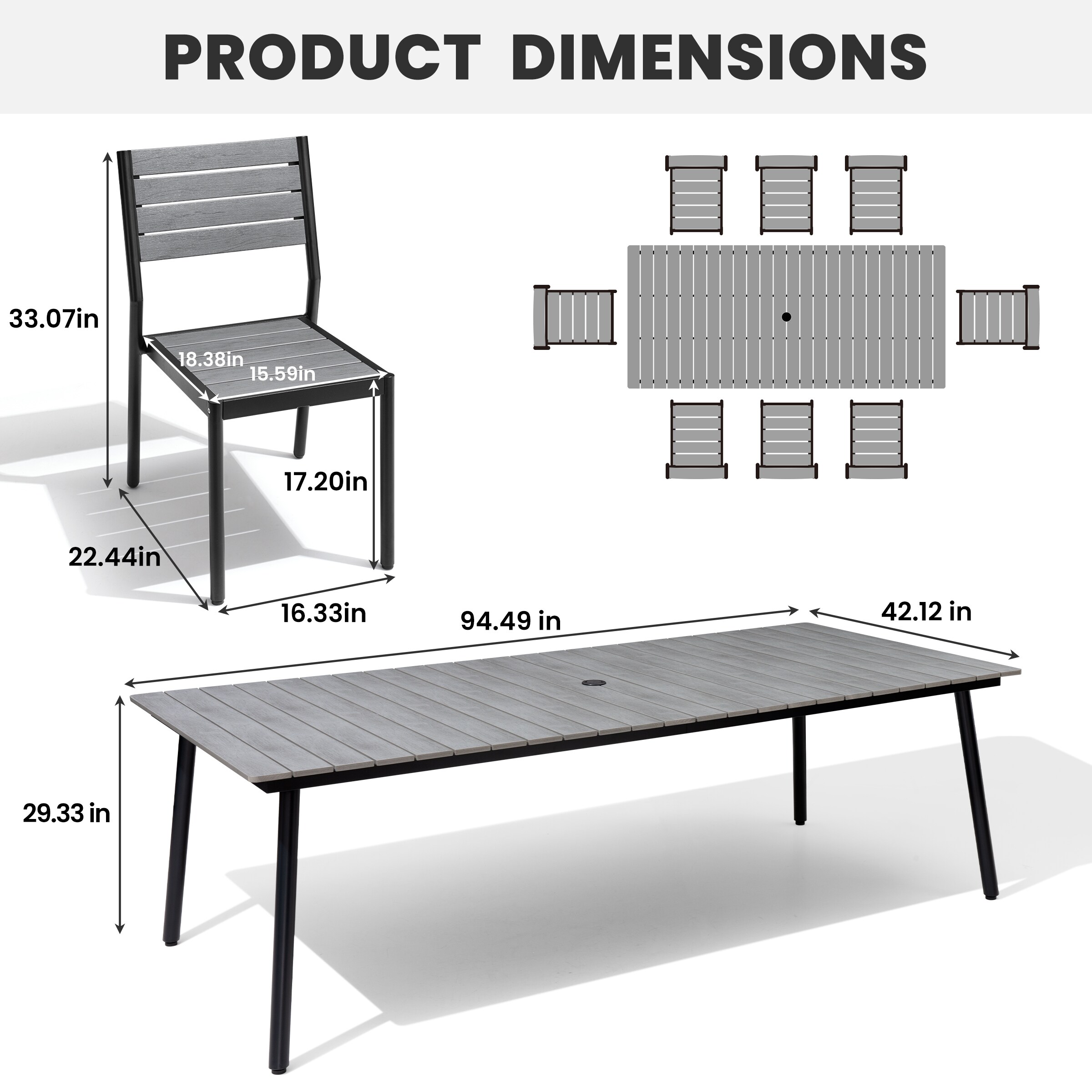 Crestlive Products CL-DC5003GRY-9 Patio-Dining-Sets - View #3