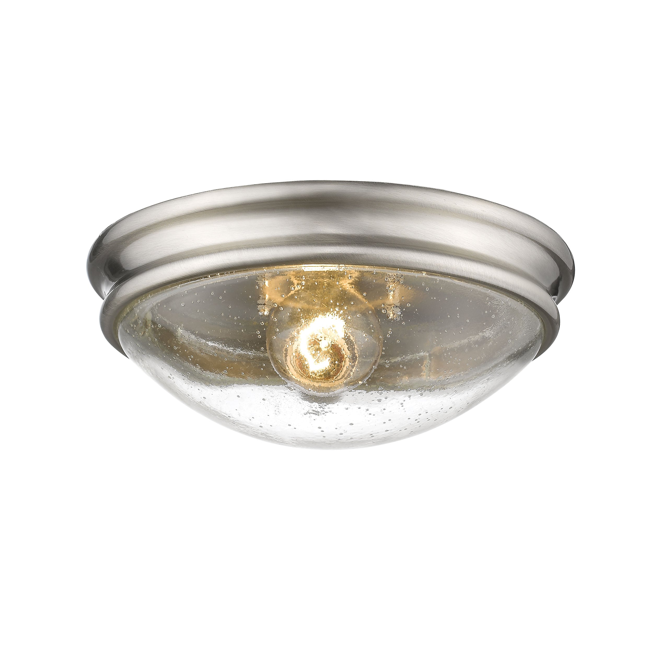 Brushed Nickel 10" Glass Bowl Flush Mount Light