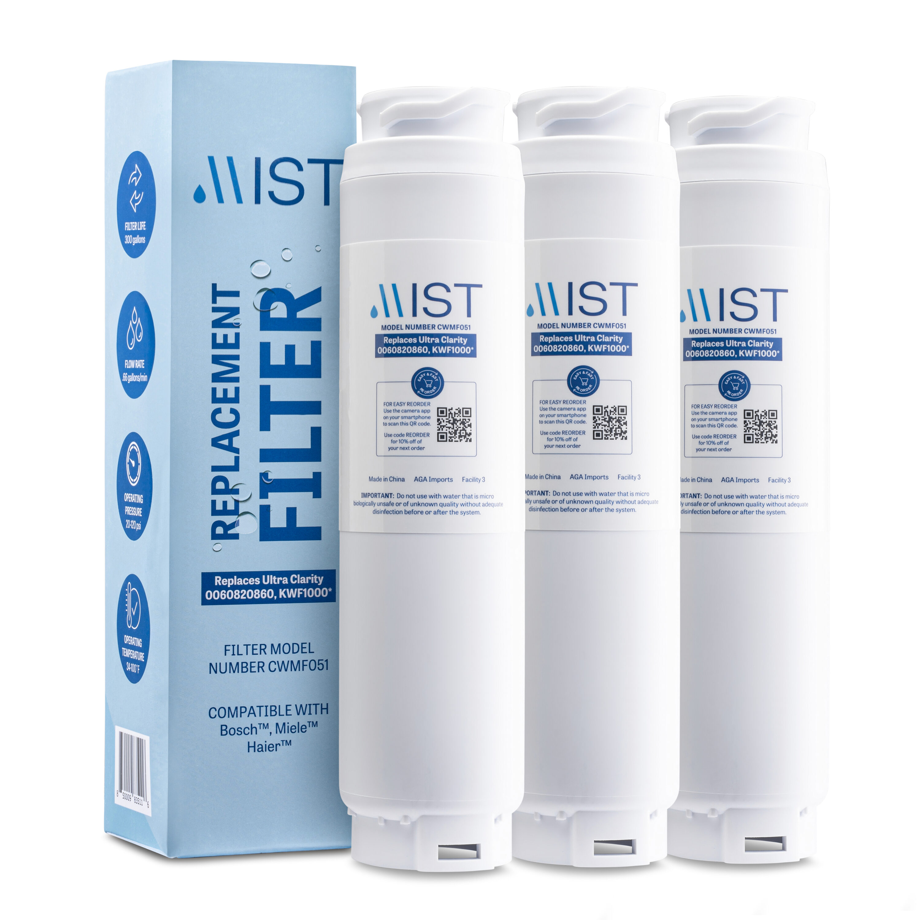 Mist 6-Month Twist-in Refrigerator Water Filter 644845 3-Pack
