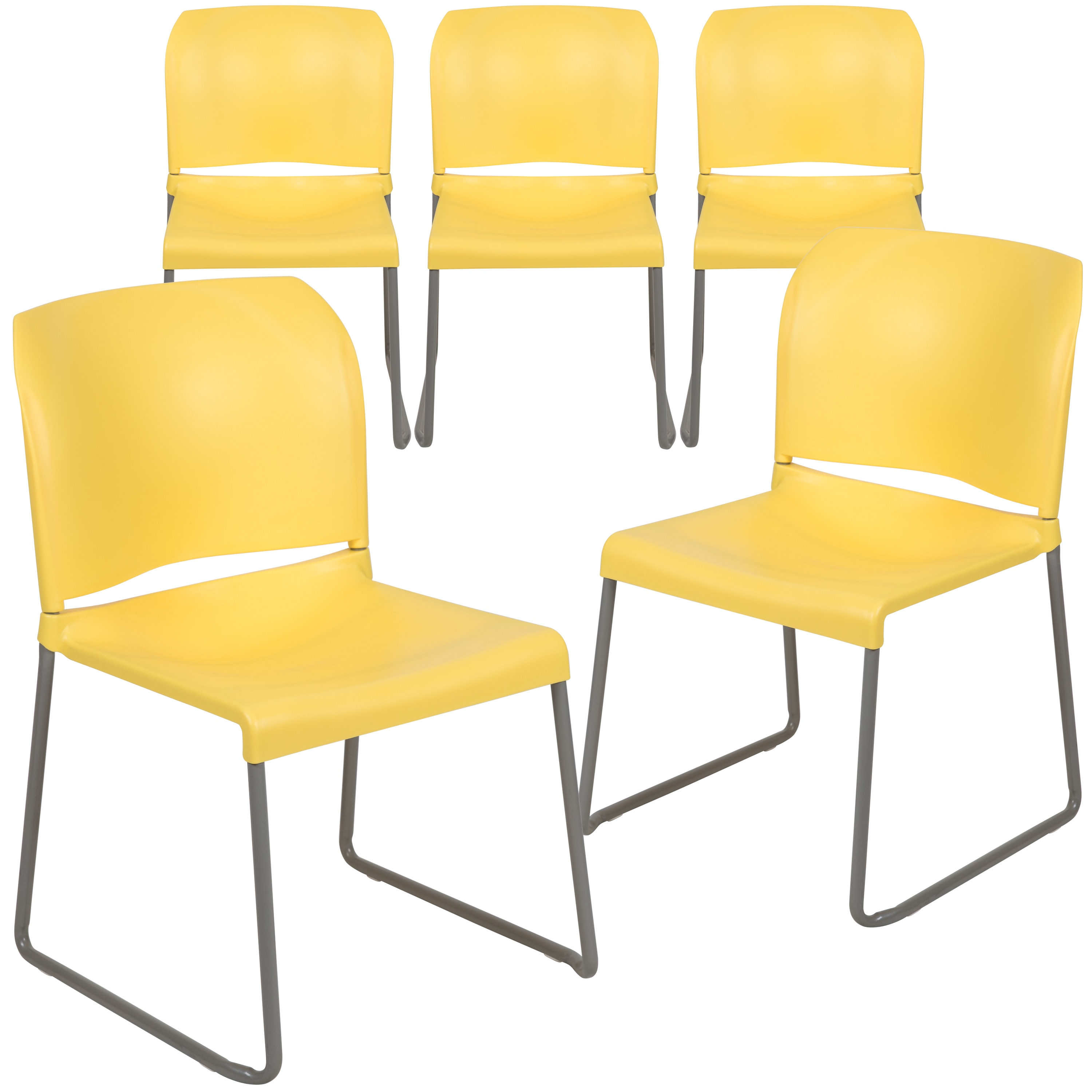 Flash Furniture 889142521211 Hercules 5 -Pack 19.5-in W Modern Yellow Plastic Accent Chair