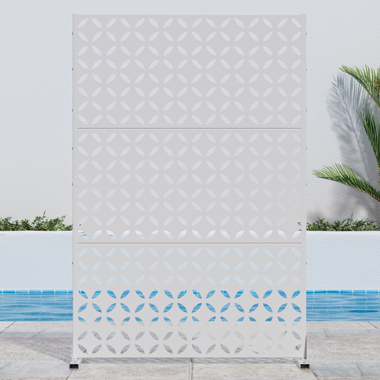 Wooakway - Modern 47 in. L x 16 in. W x 72 in. H White Galvanized Steel Dig Privacy Galvanized (2...