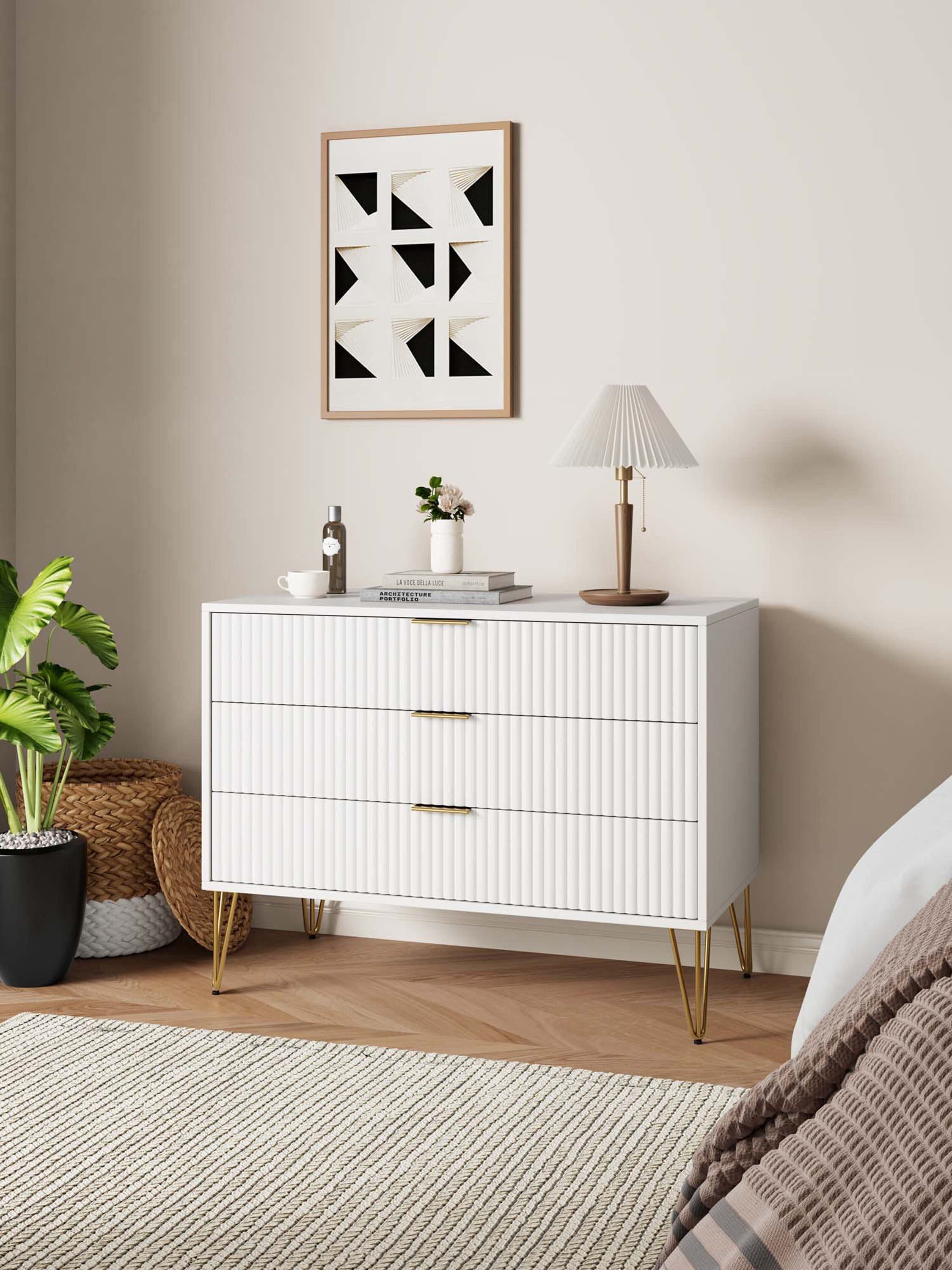Manhattan Comfort DR001-WH White 3 -Drawer Standard dresser