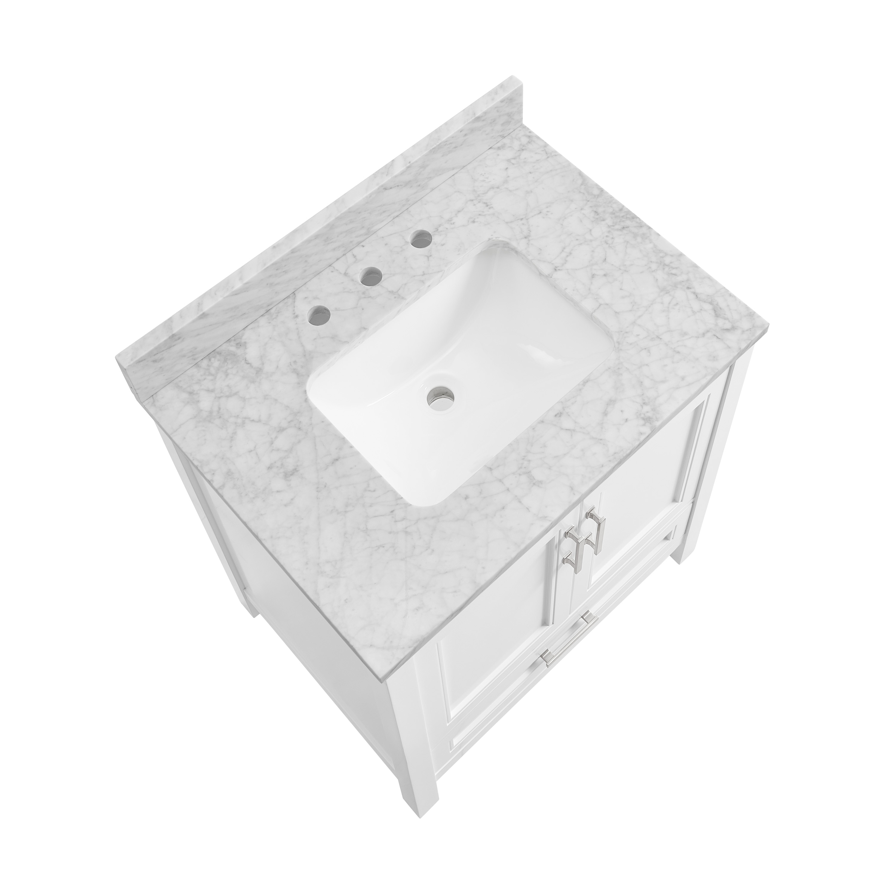 Allen Roth Crest Hill 30 In White Undermount Single Sink Bathroom Vanity With Carrara Natural