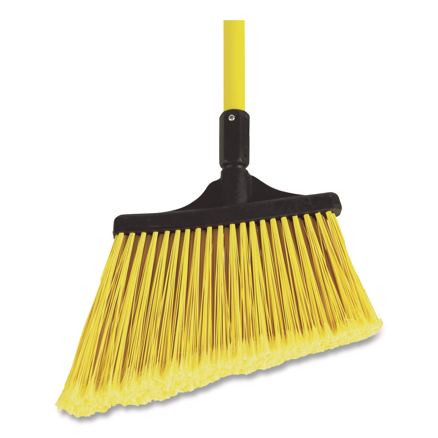 Nexstep Commercial Products MaxiSweep Angle Broom With Fiberglass Handle 57 Overall Length Yellow Black