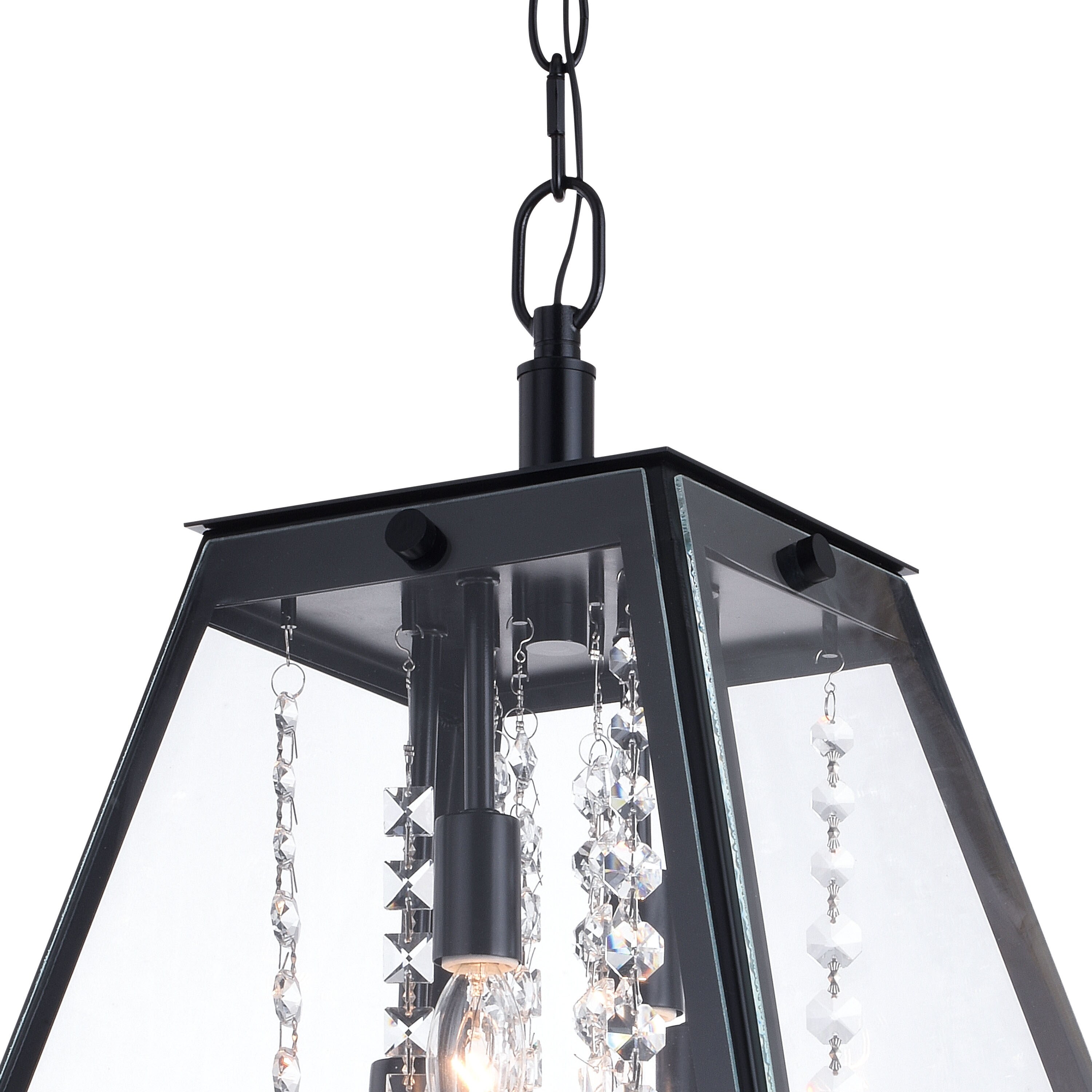 Tremont Urban Loft 15" Mini Pendant in Matte Black with Crystal Strands