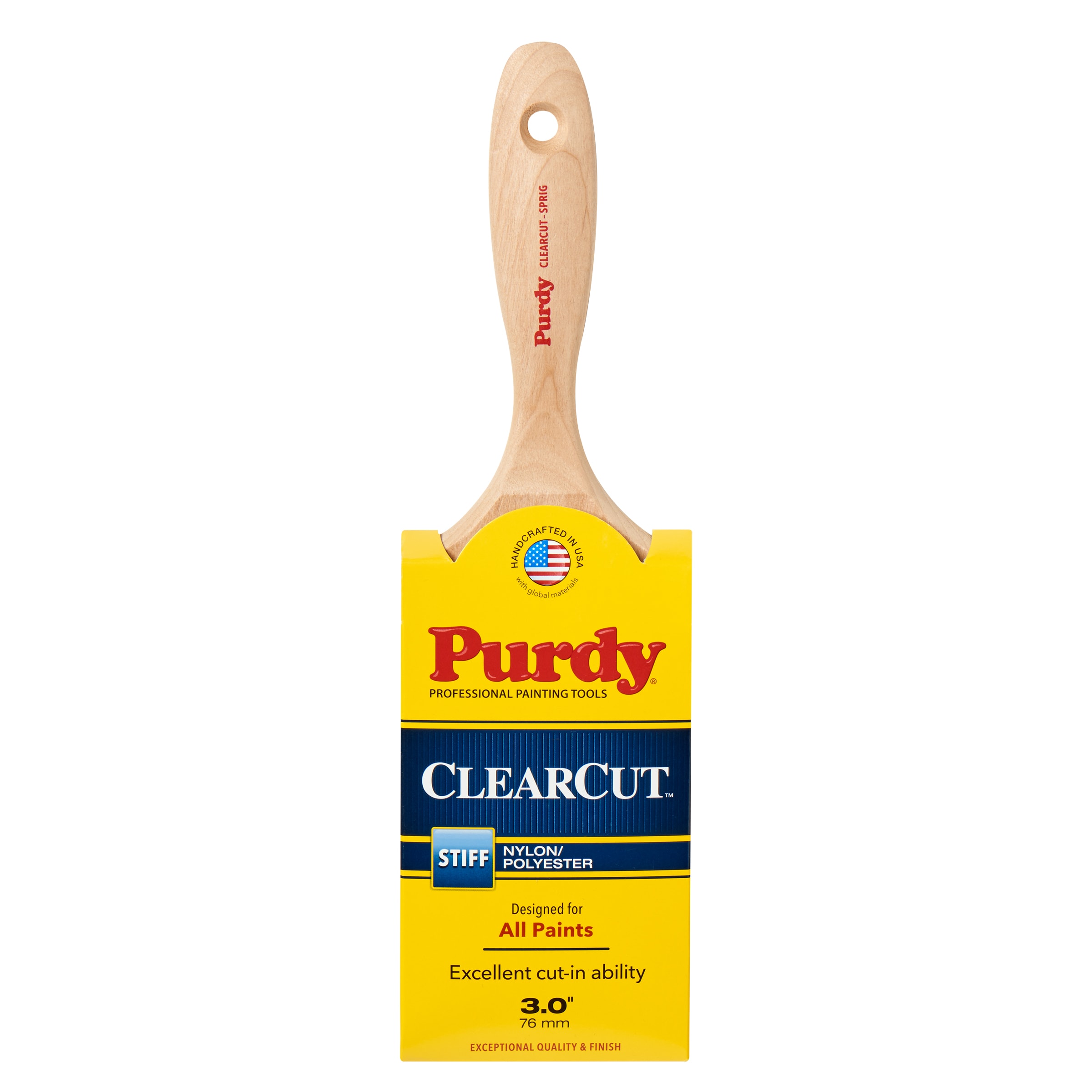 Purdy 144380130 Clearcut 3-in Reusable Nylon - polyester blend Flat General purpose brush