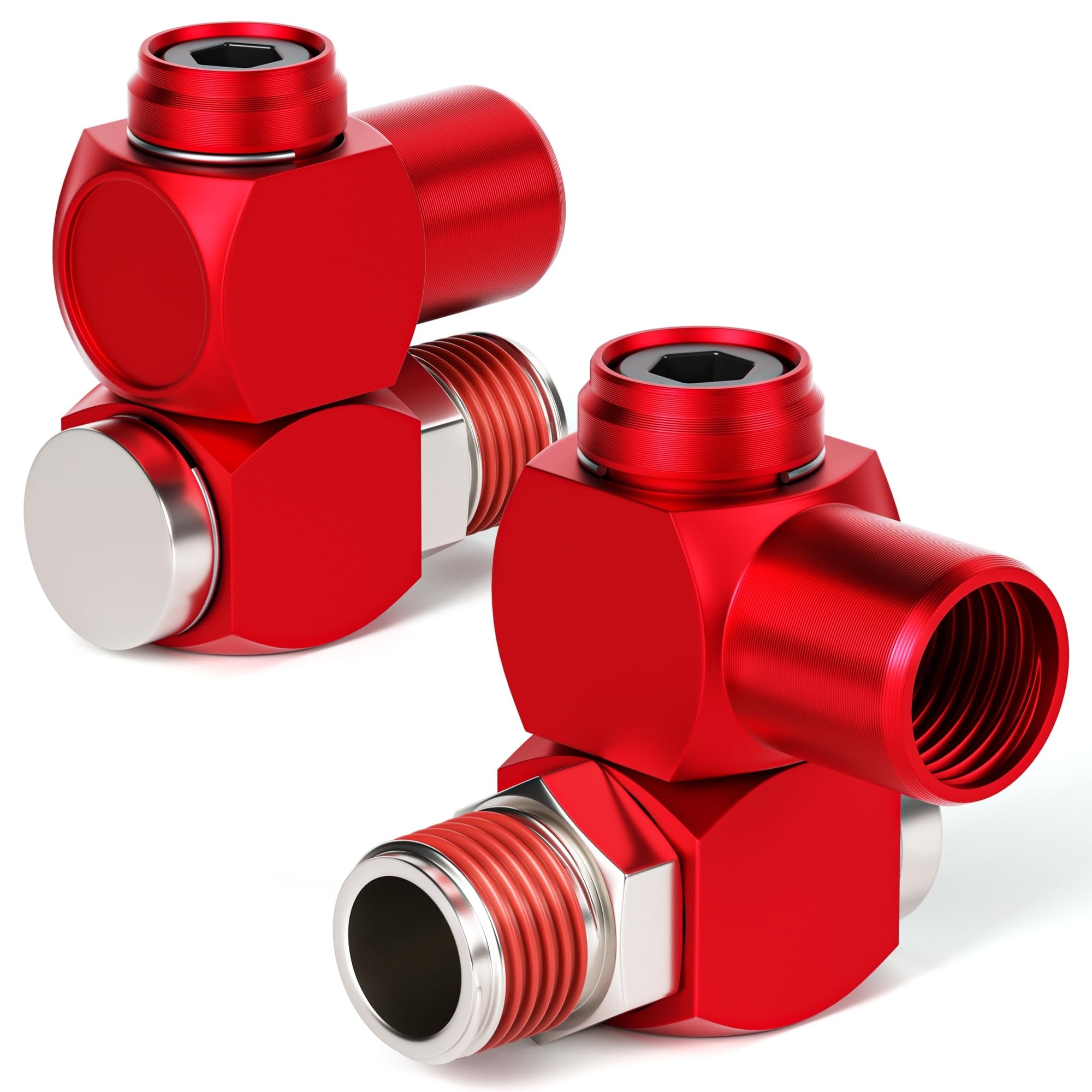 DYRCJ  Red 1 4 Inch Air Tool Swivel Fitting 360 Degree Hose Connector Industrial Swivel Portable Air Tool Adapter Pack of 4