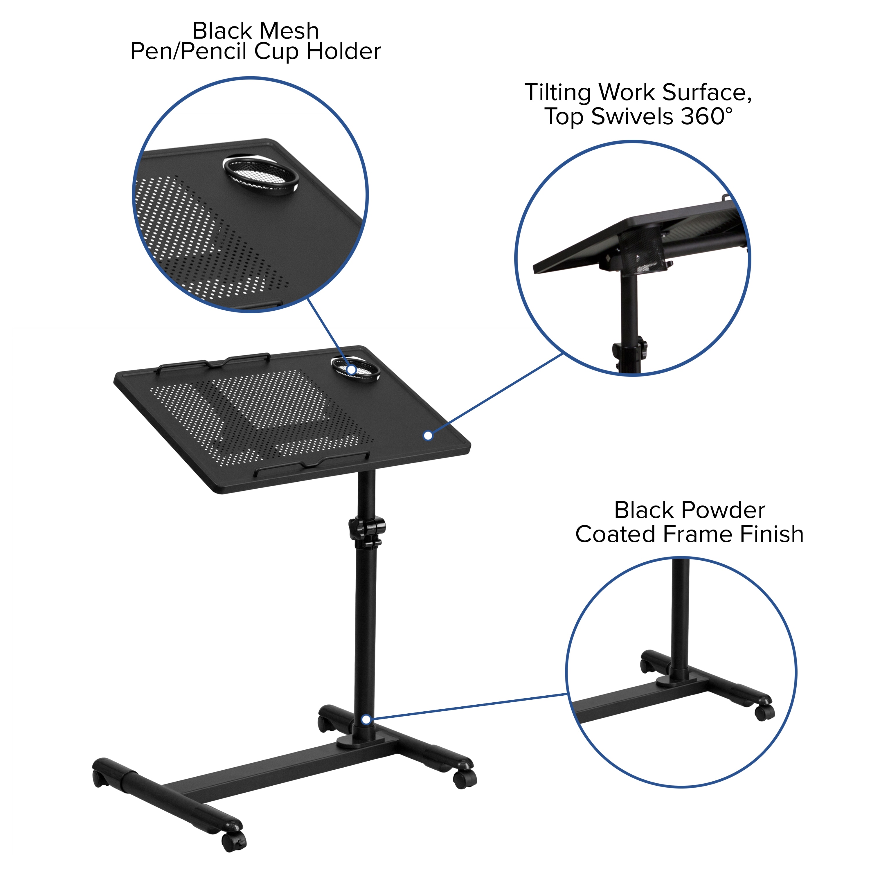 Flash Furniture 22.5-in Black Modern/Contemporary Standing Desk ...