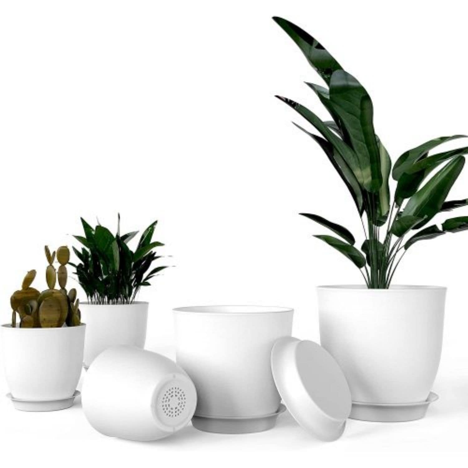 Siavonce XH83354 5.0-in W x 6-in H x 5-in D White Ceramic Indoor/Outdoor Planter