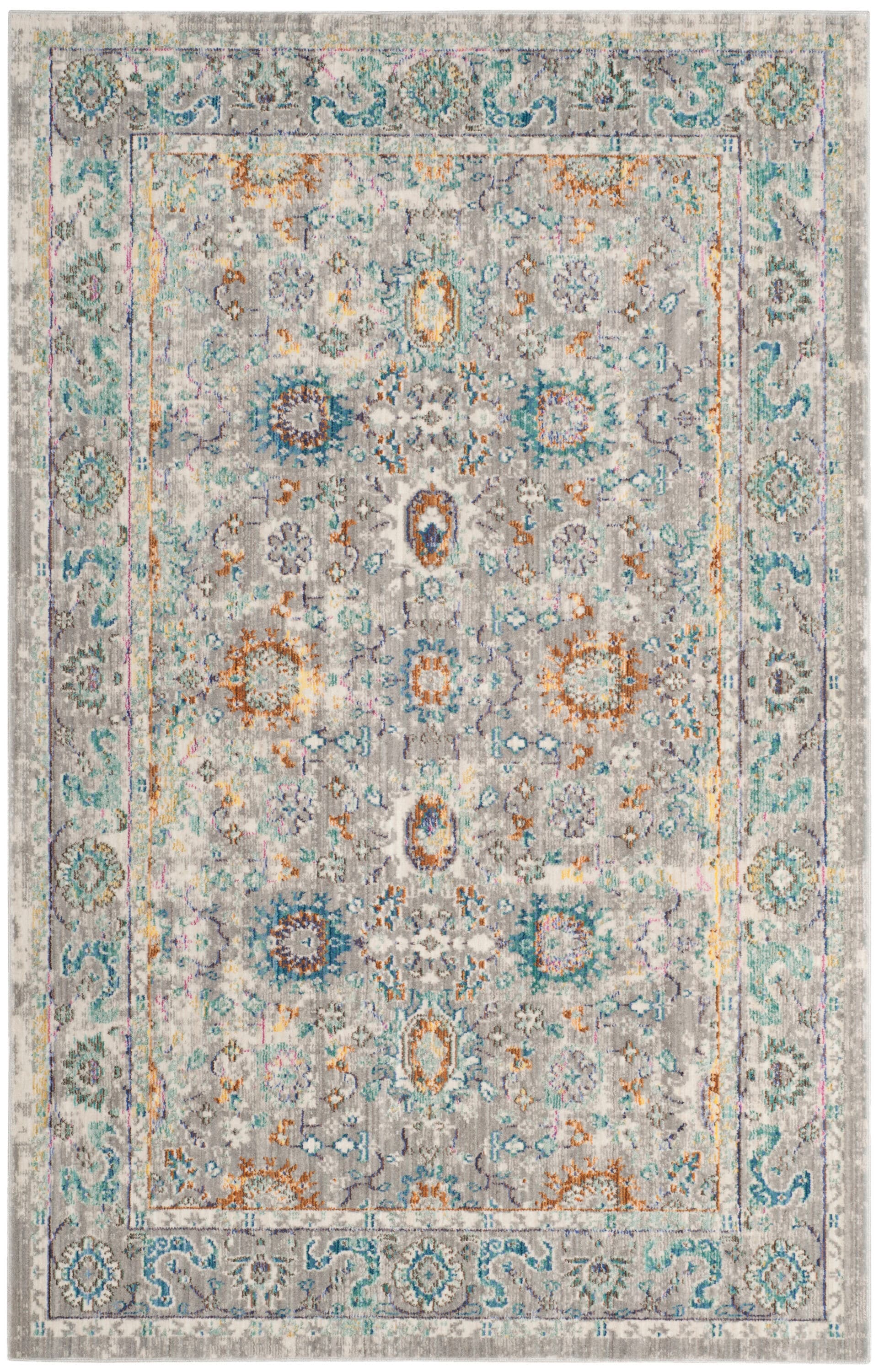 Mystique Gray and Multi Abstract 4' x 6' Synthetic Area Rug