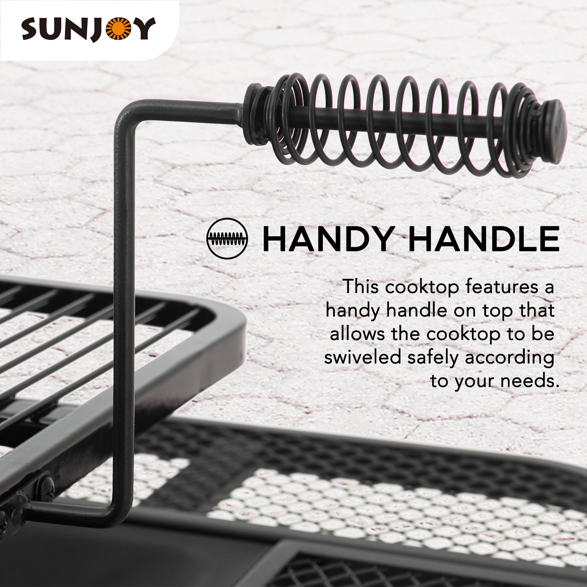 Sunjoy 38 Inch Black Wood Burning Grill Fire Pit