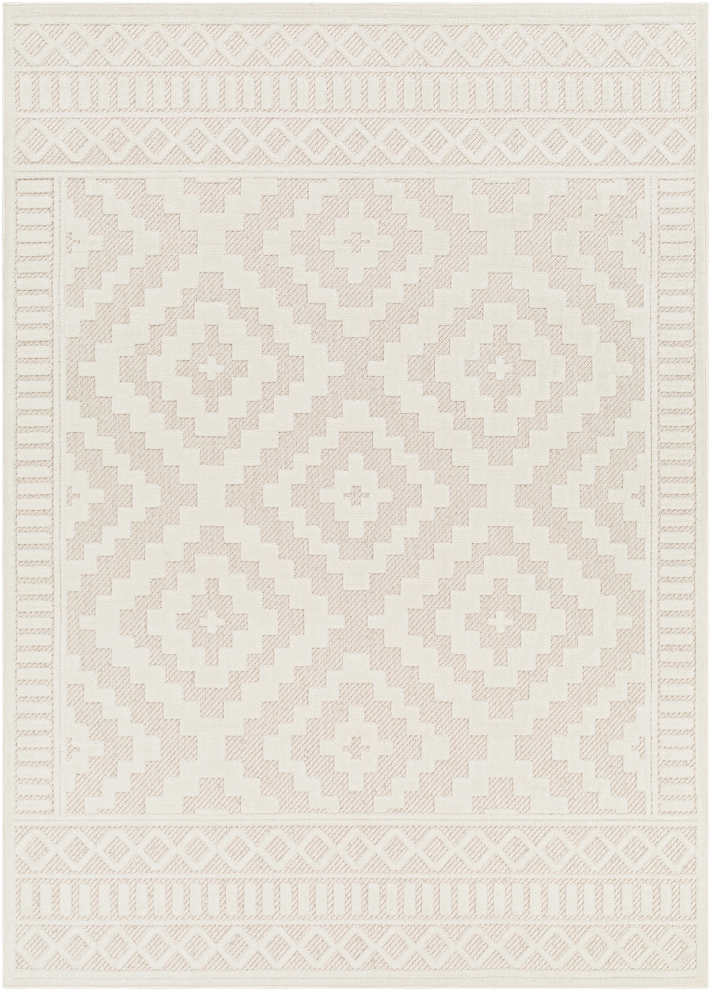 Livabliss SFG2305-537 San Diego 5 x 8 (ft) Polypropylene Cream Rectangular Indoor/Outdoor Medallion Moroccan Area rug