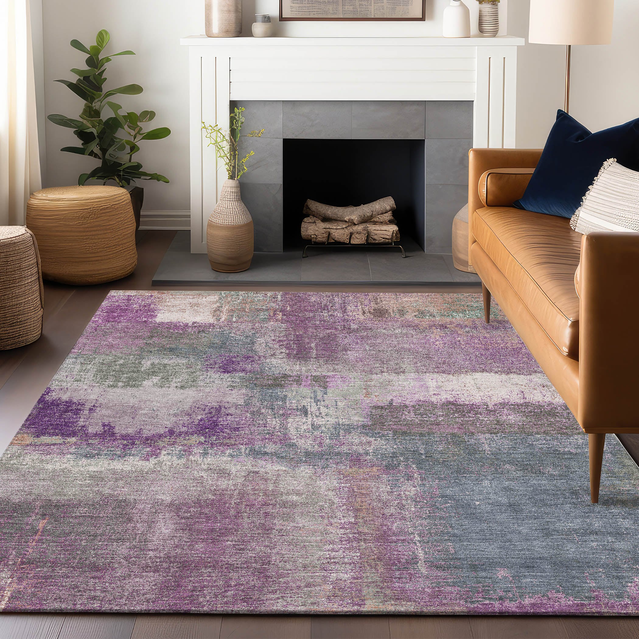 Addison Rugs ACN1357LV8X10 Chantille ACN1357LV 8 x 10 (ft) Polyester Lavender Rectangular Indoor/Outdoor Geometric Machine washable Area rug