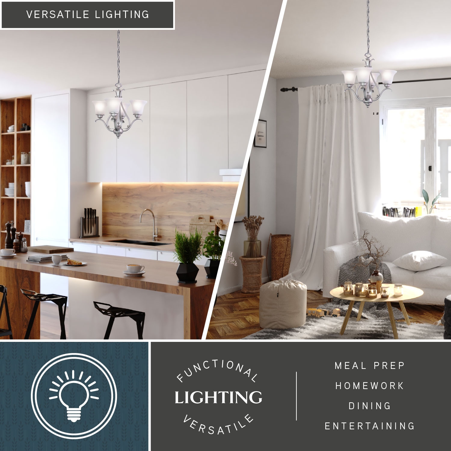 Monrovia Brushed Nickel Mini Chandelier with White Frosted Glass