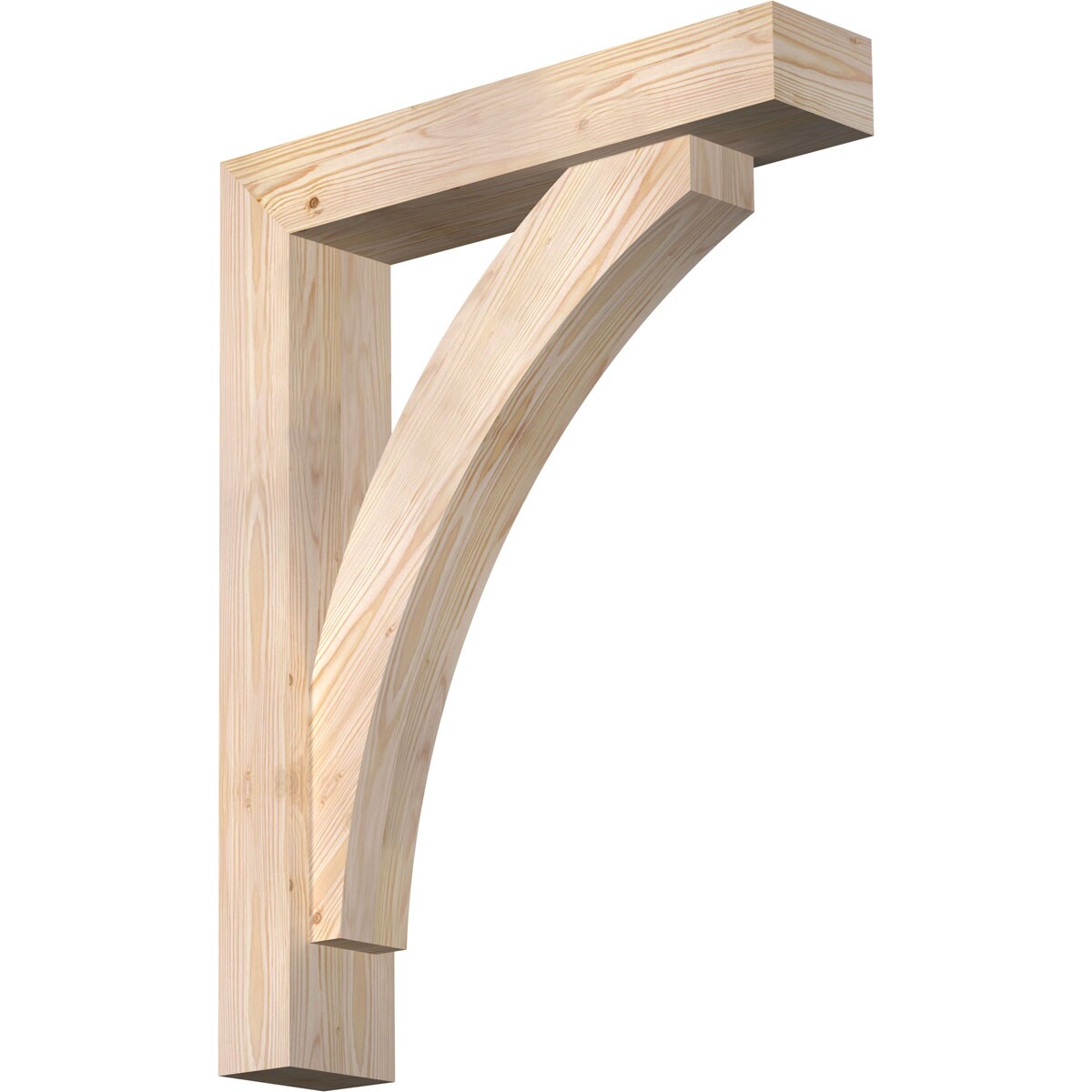Ekena Millwork 1464151 Thorton Block Smooth Bracket with Offset Brace Douglas Fir Wood Standard Bracket