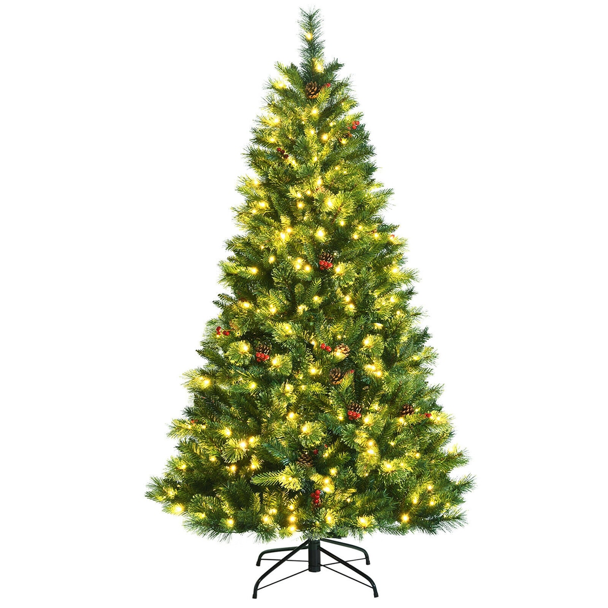 WELLFOR CM-HJY-23450US 6-Feet Pre-lit Artificial Christmas Tree with White LED Lights