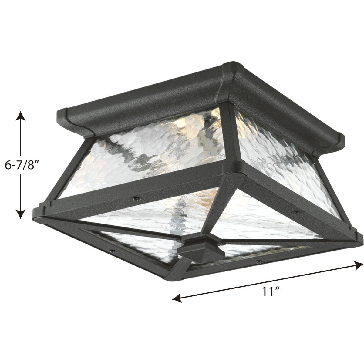 Mac Black Aluminum and Glass Outdoor Ceiling Light