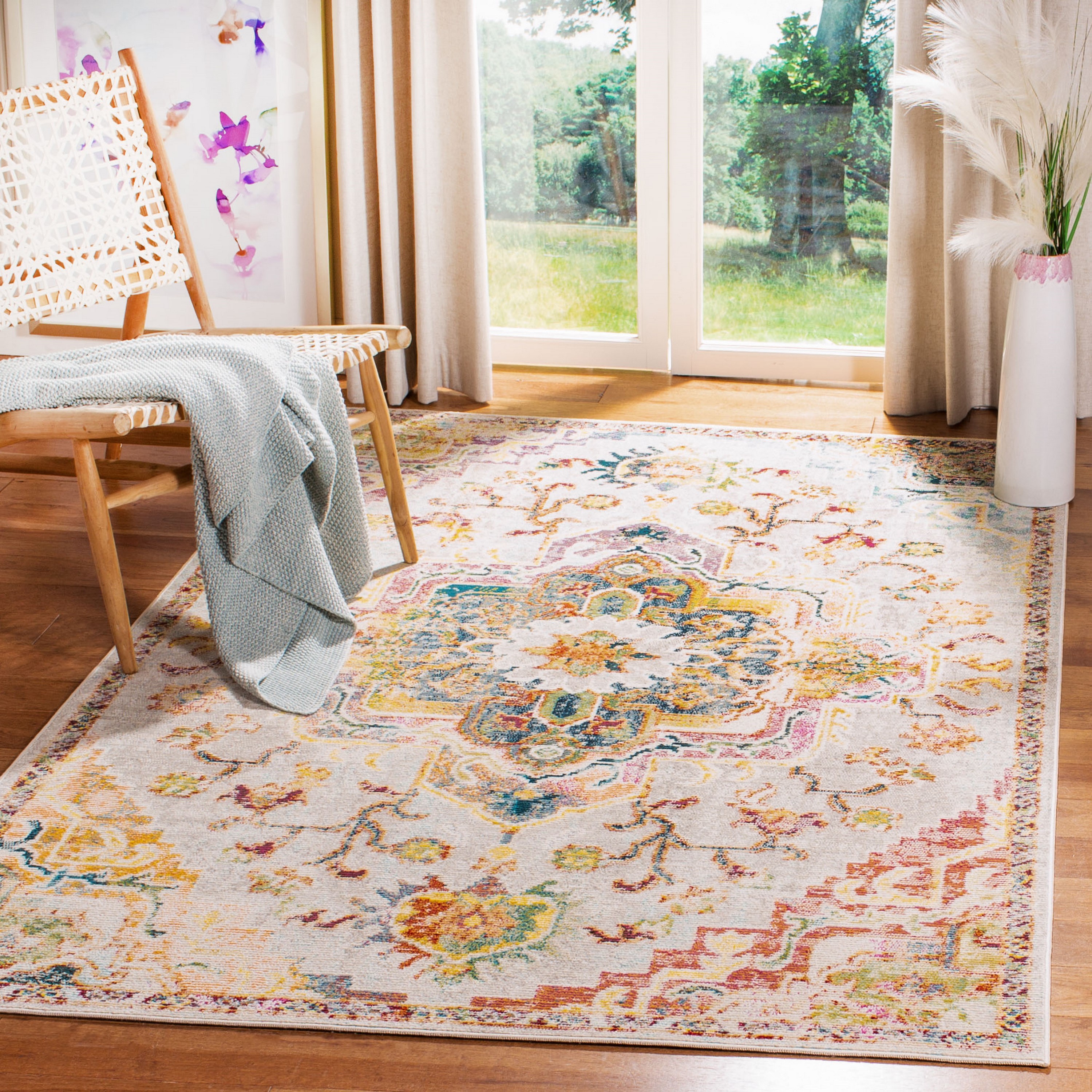 Safavieh CRS501M-4 Crystal Fable 4 x 6 (ft) Tufted Polypropylene Light Blue/Gray Rectangular Indoor Distressed/Overdyed Vintage Area rug