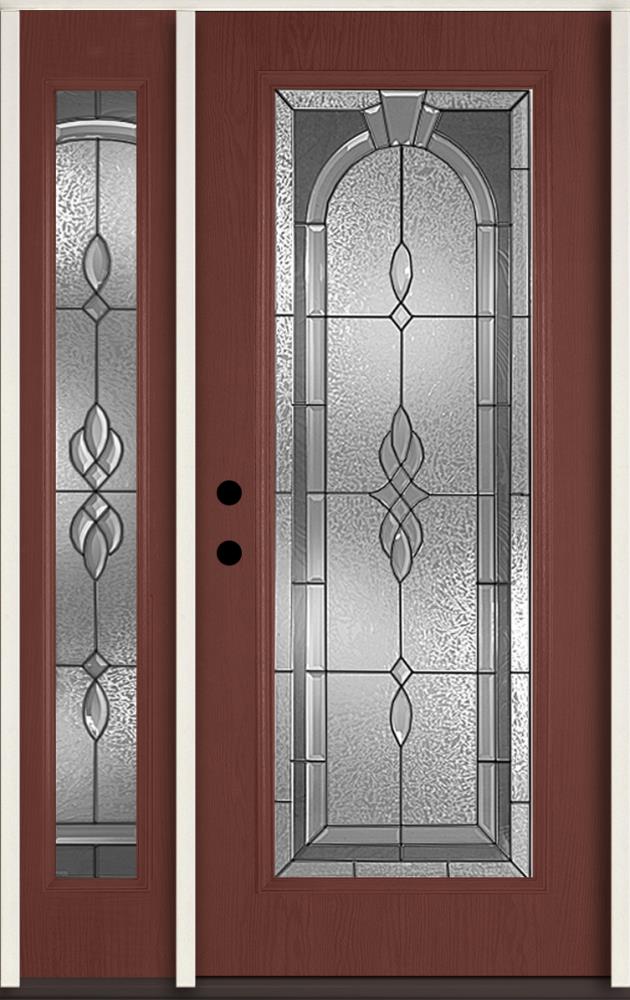 RELIABILT LO911182 Hampton 48-in x 80-in x 4-9/16-in Fiberglass Full lite Right-hand inswing Wineberry Stained Prehung Front Door with Right Sidelight Insulating core