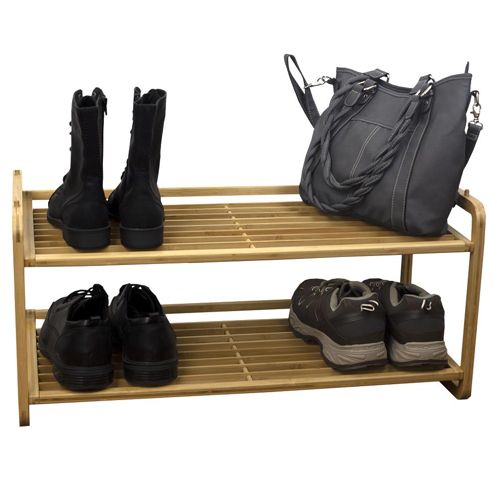 Home Basics LOW55572 29.9-in H 2 Tier 6 Pair Bamboo Wood Shoe Rack