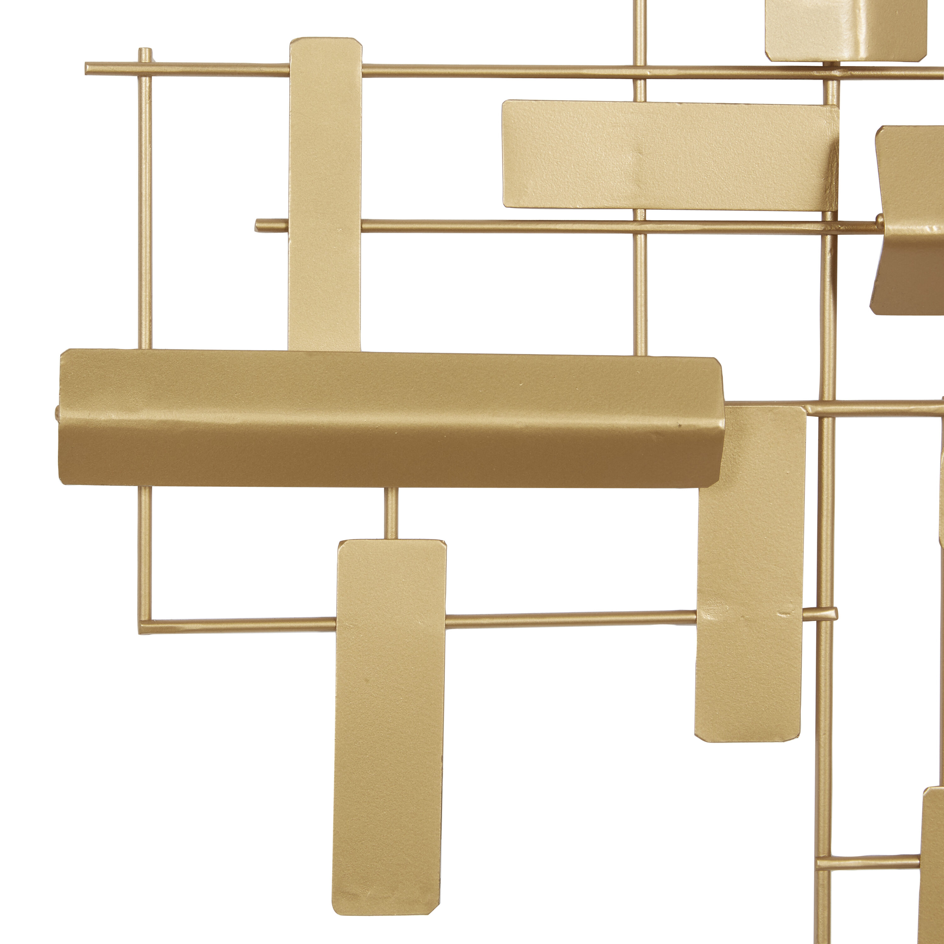 Gold Metal 3D Stripe Geometric Rectangle Wall Art, 36"x23"