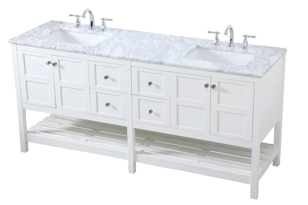 Elegant Decor First Impressions 72-in White Undermount Double Sink ...