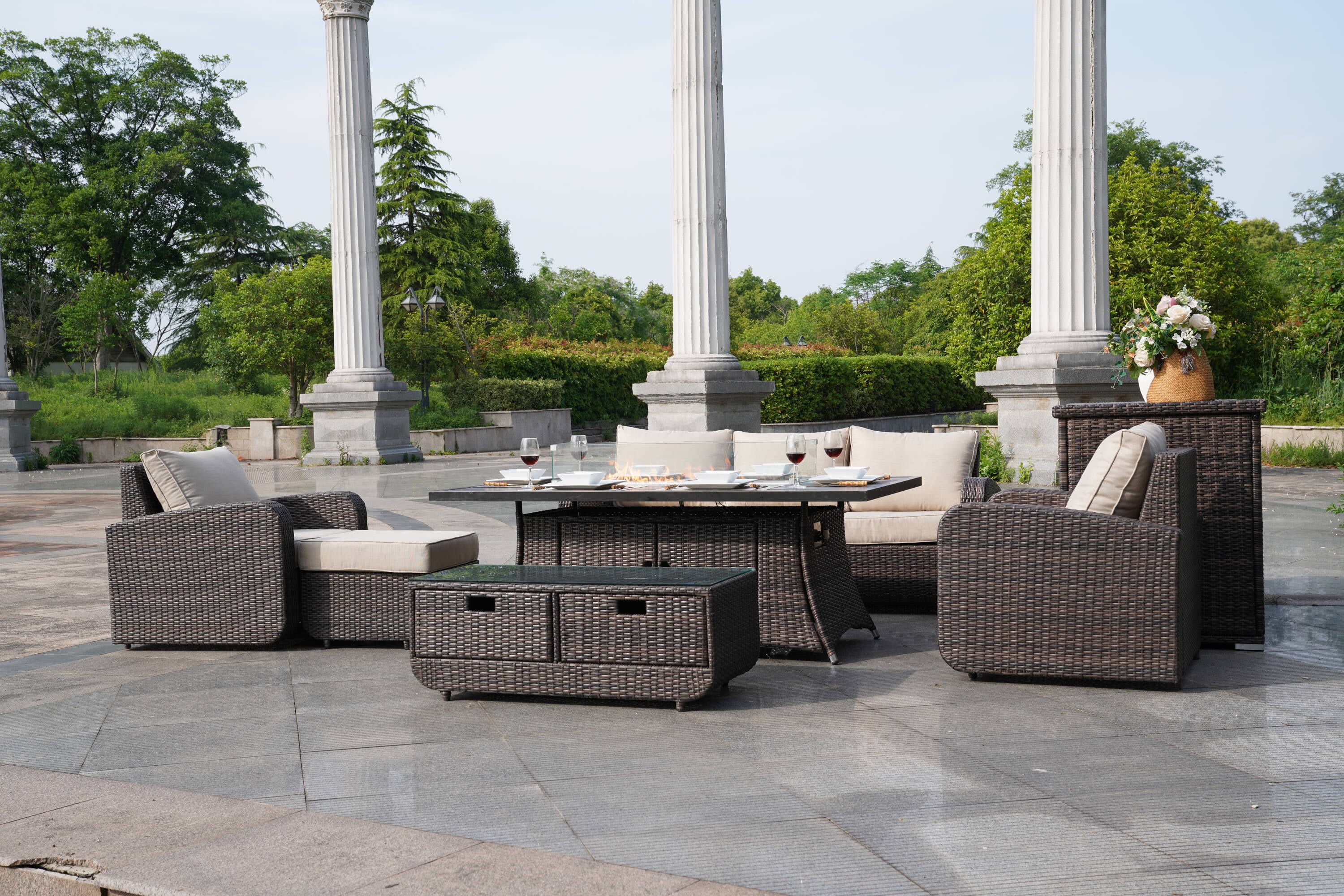 Direct Wicker DWG-06RA15&3256B-BR Patio-Dining-Sets - View #8