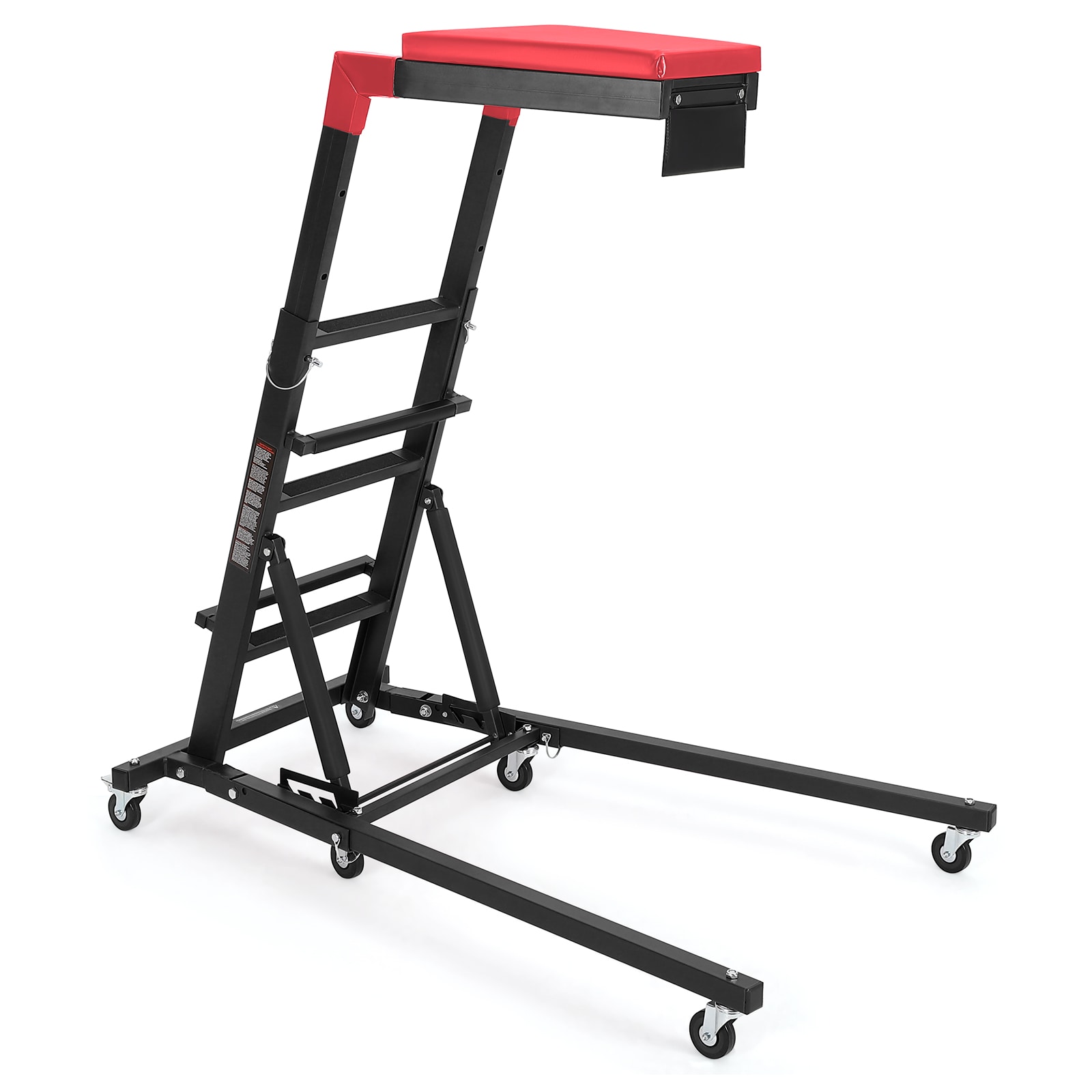 GarveeLife Automotive Engine Creeper Adjustable Height from 48-66in 400LBS Capacity Foldable Creeper 6 Swivel Caster Wheels Thicker Cushion Black shelf and Red mat