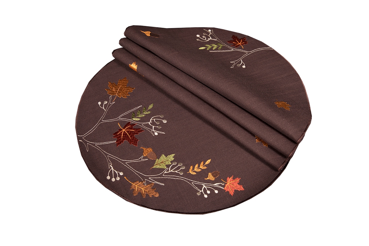 XIA Home Fashions XD1714716RND 16-Inches Leaves Tabletop decoration Placemat 4 -Pack