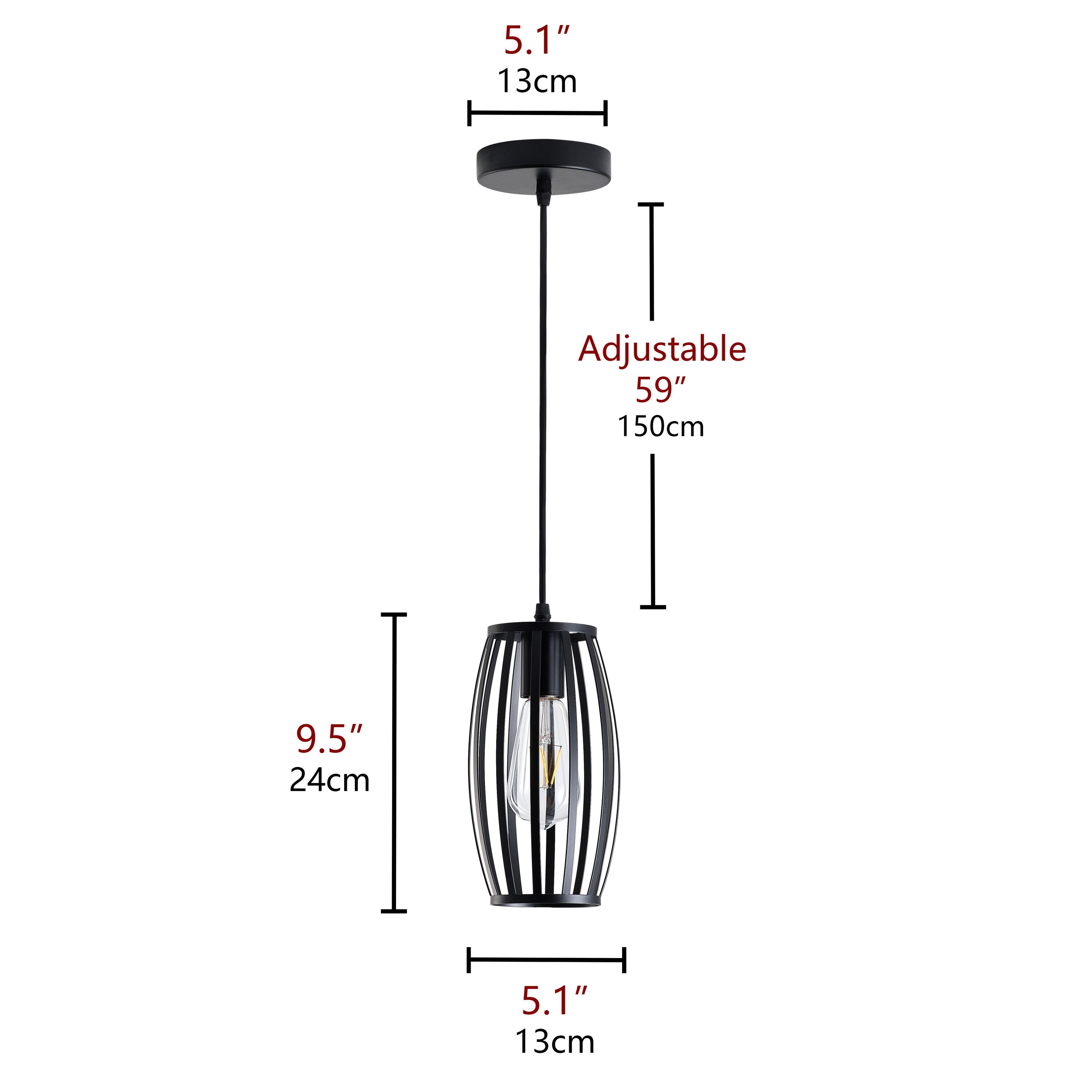 Aiwen Black Modern/Contemporary Drum Led Cfl Mini Hanging Pendant Light ...