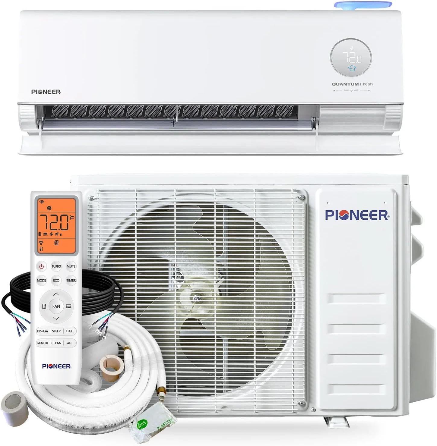 Pioneer Quantum Fresh 1 zone 12000-BTU Ductless Mini Split Air Conditioner Heat Pump Included with 230-Volt