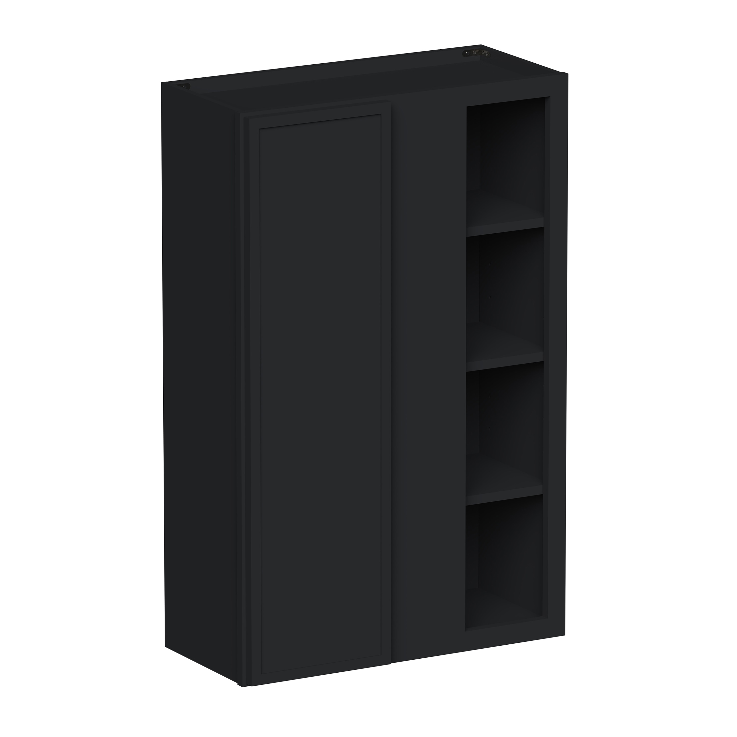 CASAINC 27 in. W x 12 in. D x 42 in. H Plywood Ready to Assemble Corner Wall Kitchen Cabinet in Ebony Black Full Overlay Design