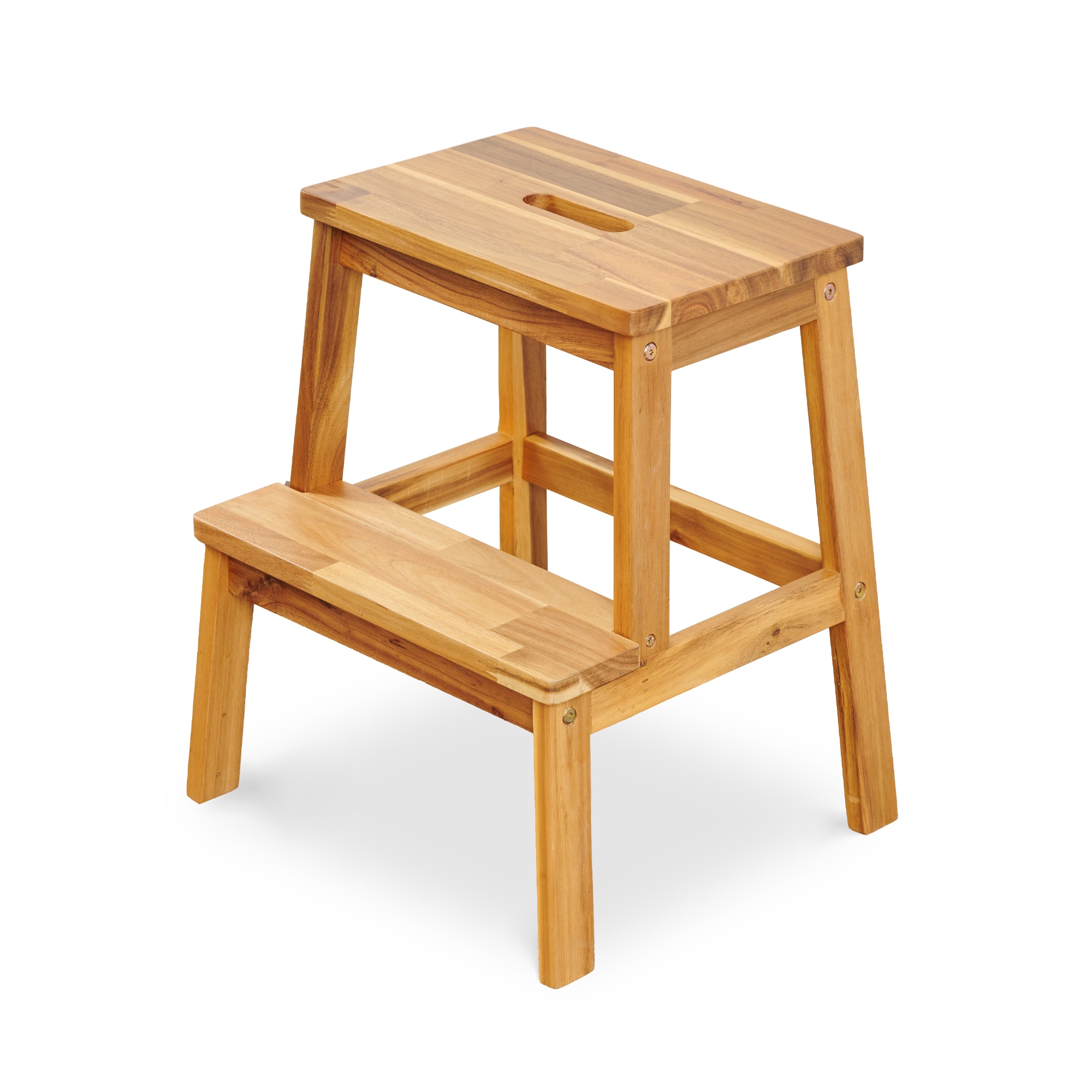 LOVMOR 2-Step Wooden Stool Solid Acacia Wood Step Stool for Adults and ...