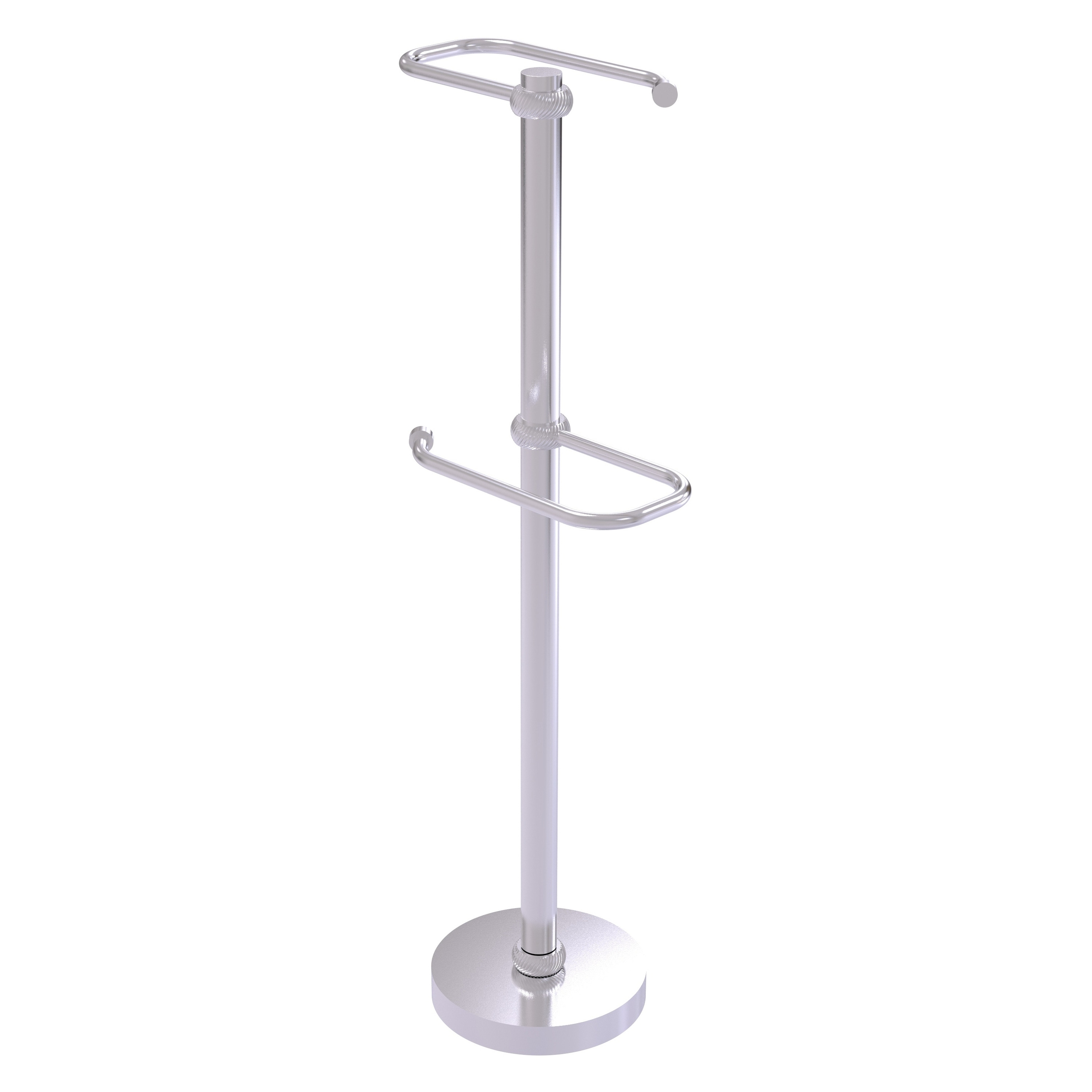 Allied Brass TS-26T-SCH Satin Chrome Freestanding Single post Toilet Paper Holder 2 -Rolls with Storage
