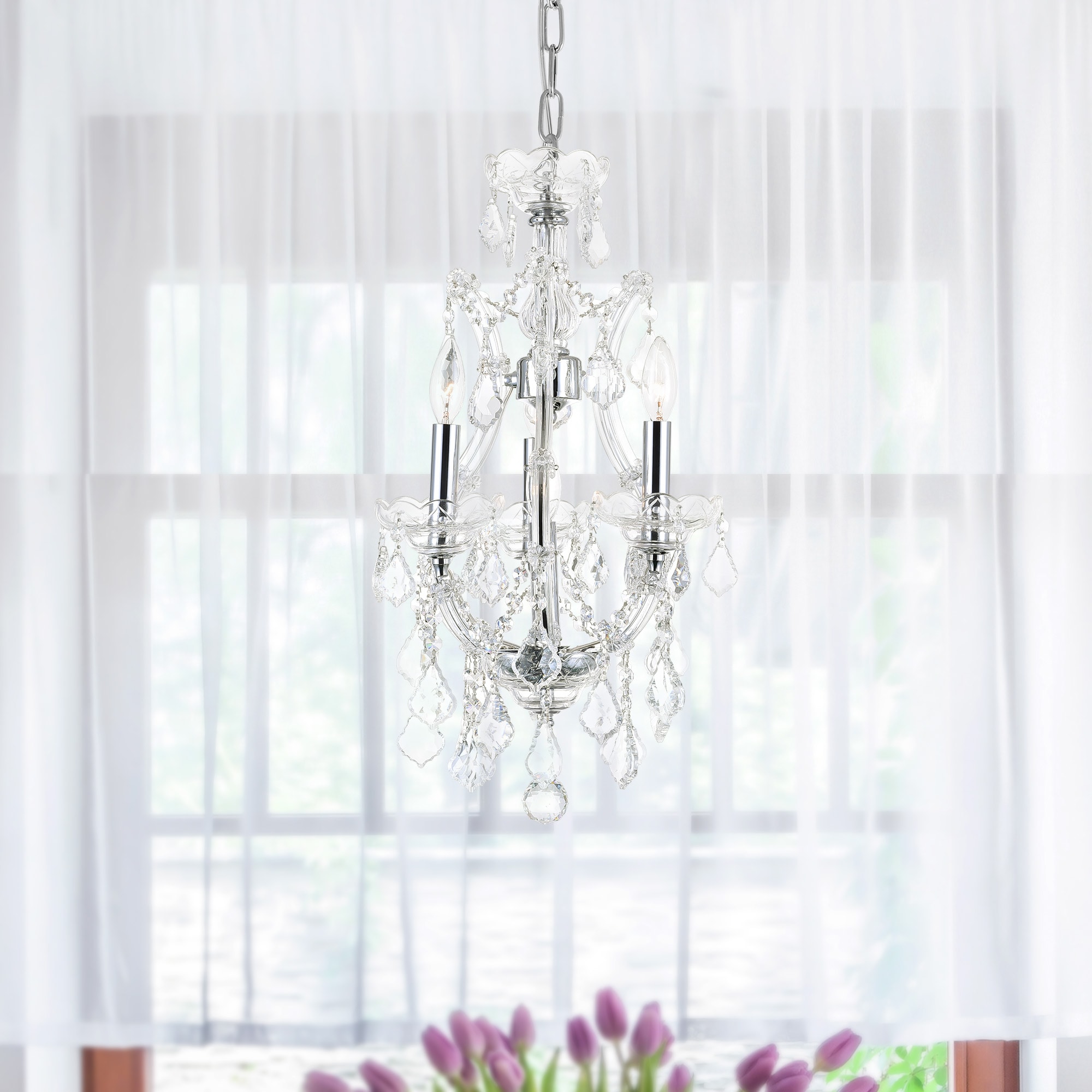 CWI Lighting 8311P12C-3 Maria Theresa 4 -Light Chrome Traditional For Use in Bathrooms, Bedrooms, Dining Rooms, Foyers, Kitchens, Living Rooms Chandelier