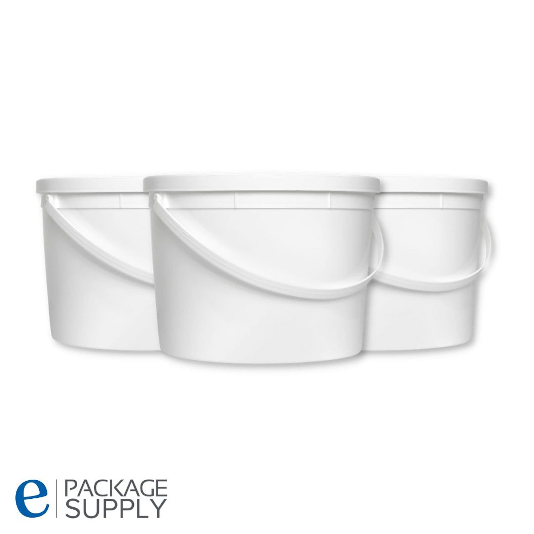 3 Gallon White Plastic Ice Cream Tubs (Without Lids) - 10 Count