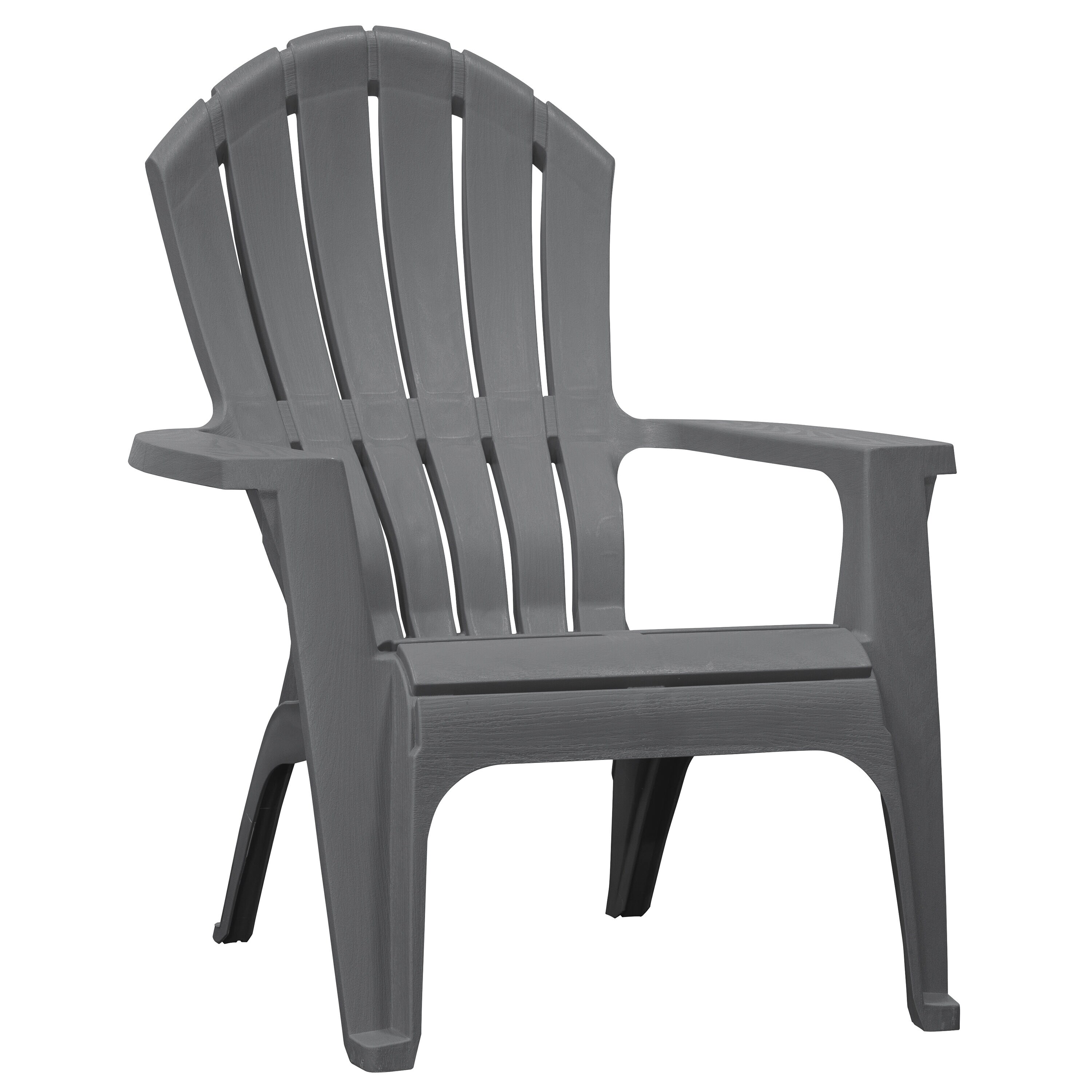 Adams PATIO Stackable Charcoal Plastic Frame Stationary Adirondack Chair with Slat Seat