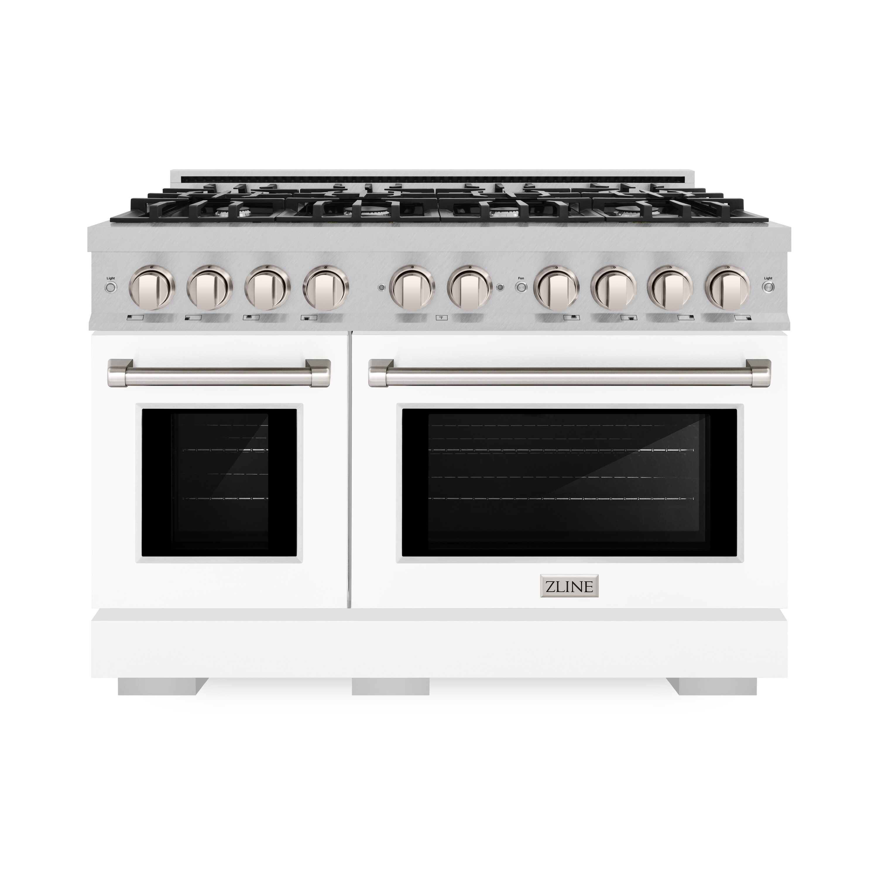 ZLINE KITCHEN & BATH HDRS-WM-48 Select 48-in Standard 4.2-cu ft / 2.5-cu ft Convection Oven Freestanding Double Oven Dual Fuel Range ( Satin Stainless Steel, White Matte Door )
