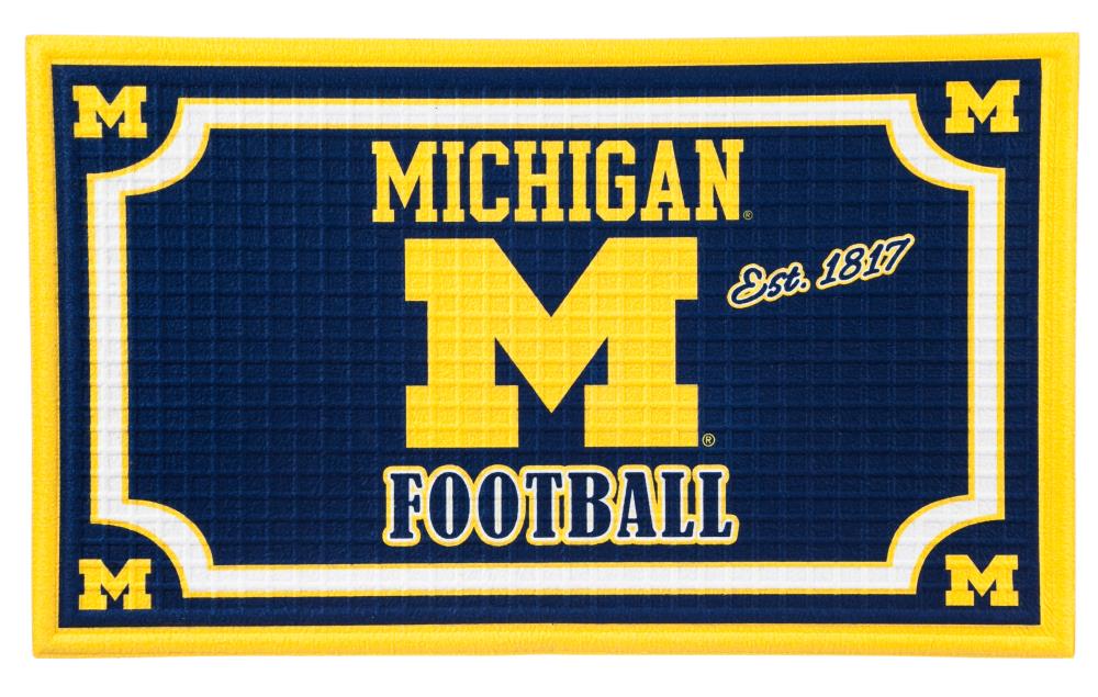 Team Sports America 41EM920 Michigan Wolverines 2-ft x 3-ft Multi Polypropylene Rectangular Outdoor Decorative Sports Door Mat