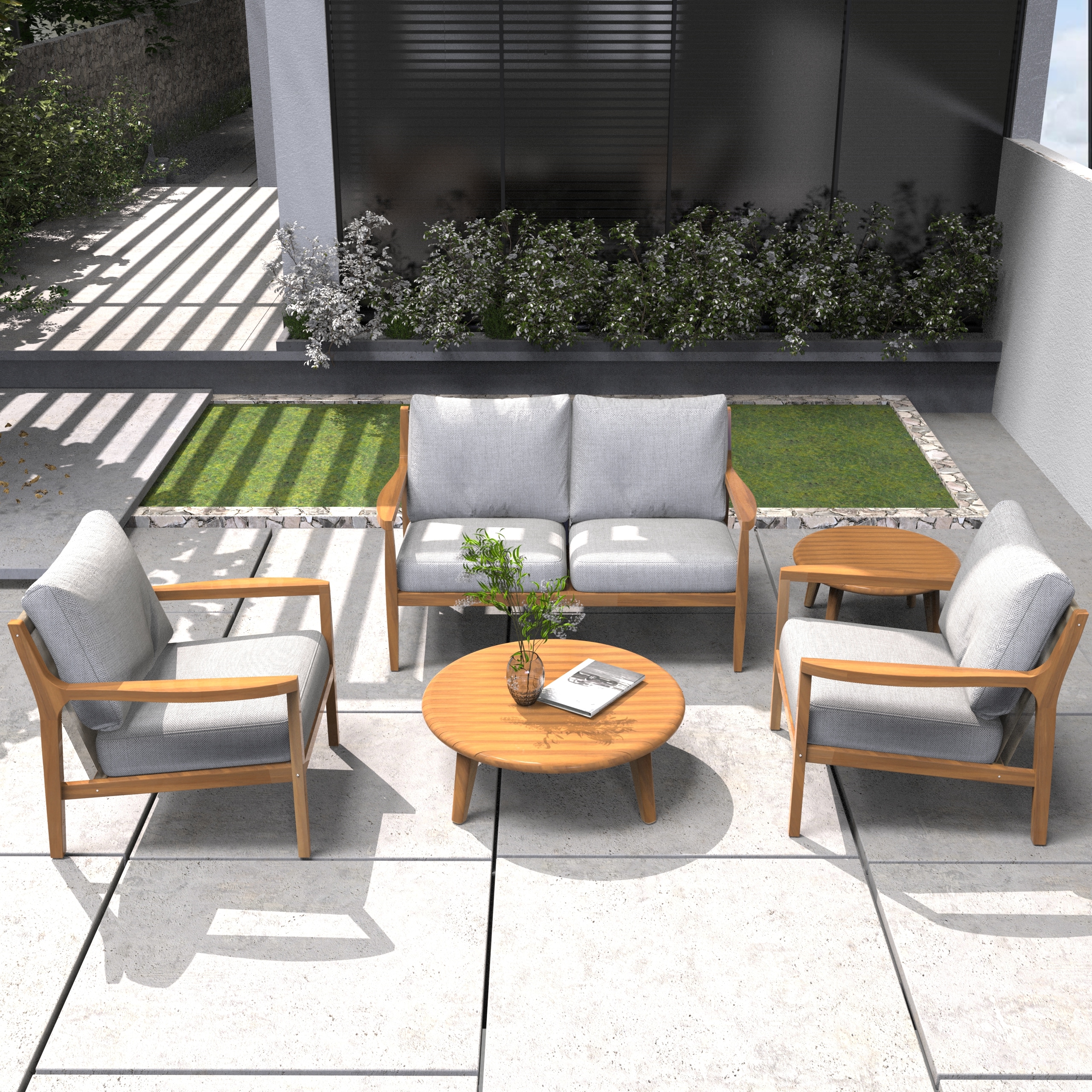 Direct Wicker 2 -Piece Patio Conversation Set with Gray Cushions Included