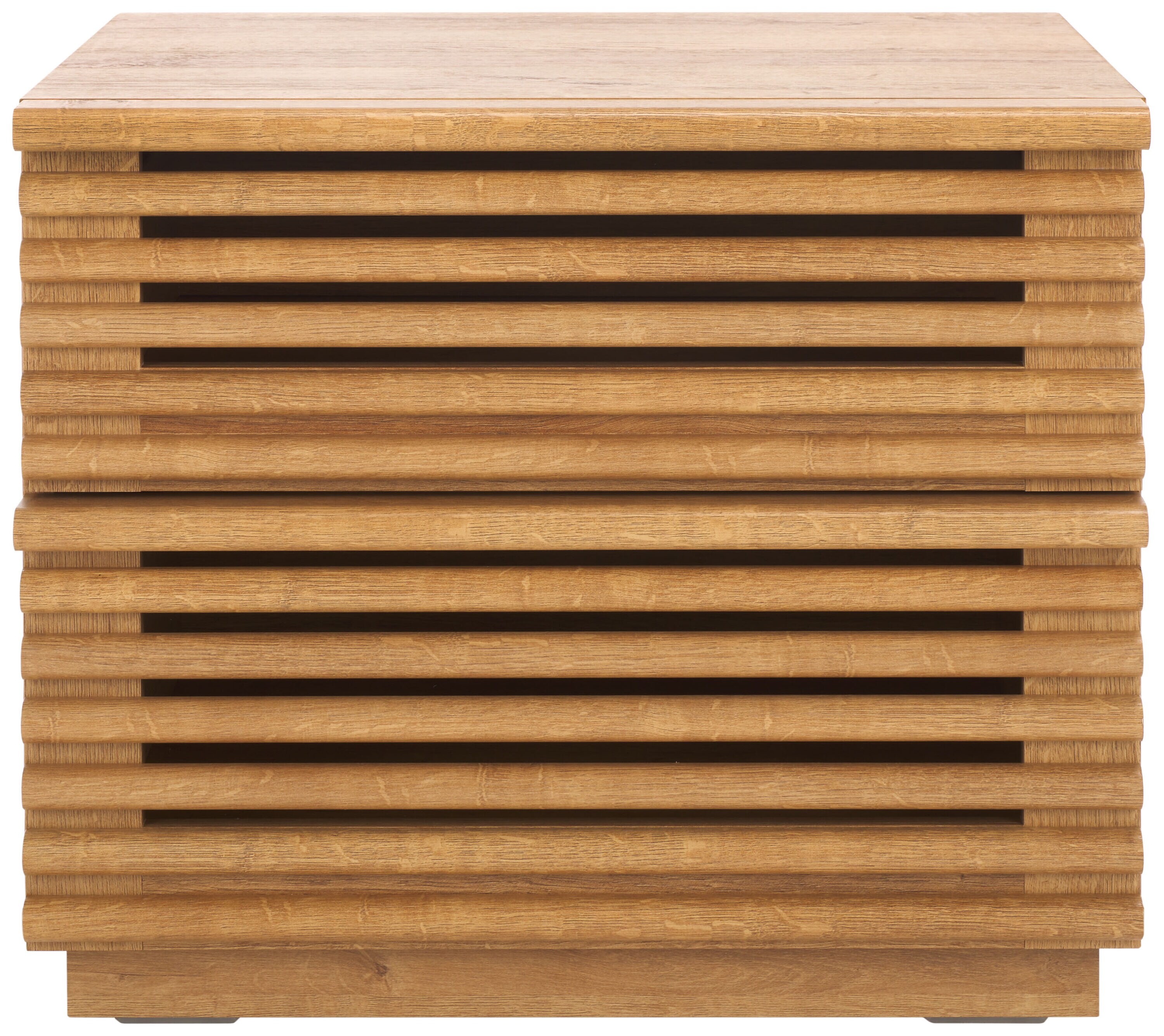 Averi Rustic Oak 2-Drawer Slatted Nightstand