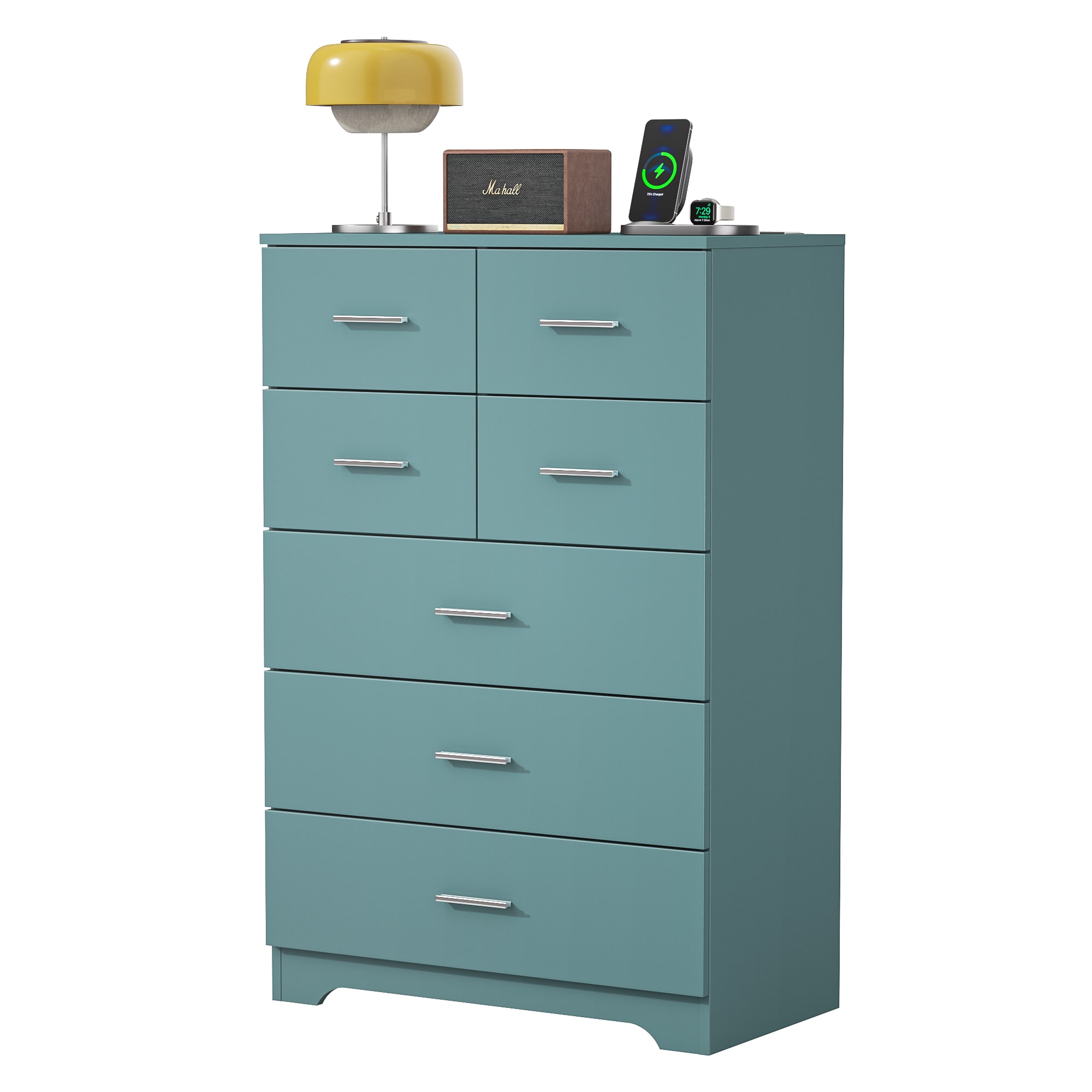 LUXEYARD Wooden Drawer Storage Cabinet with BuiltIn Outlet Durable Organizer for Bedroom Living Room and Office