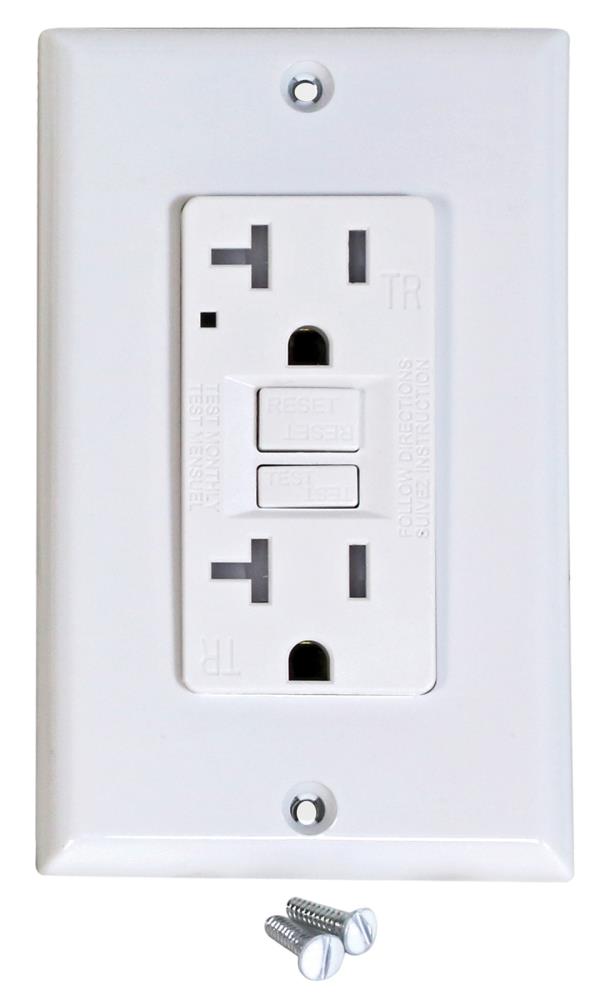  348136 20 -Amp 125-volt Tamper Resistant GFCI Residential Decorator Outlet with Wall Plate, White